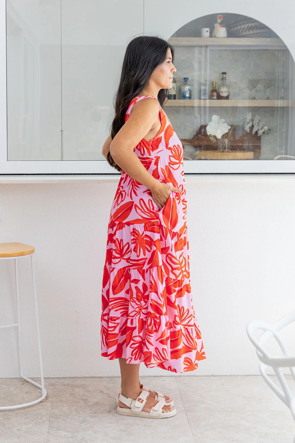 Ronnie Maxi Dress in Blush Fern - Image 9