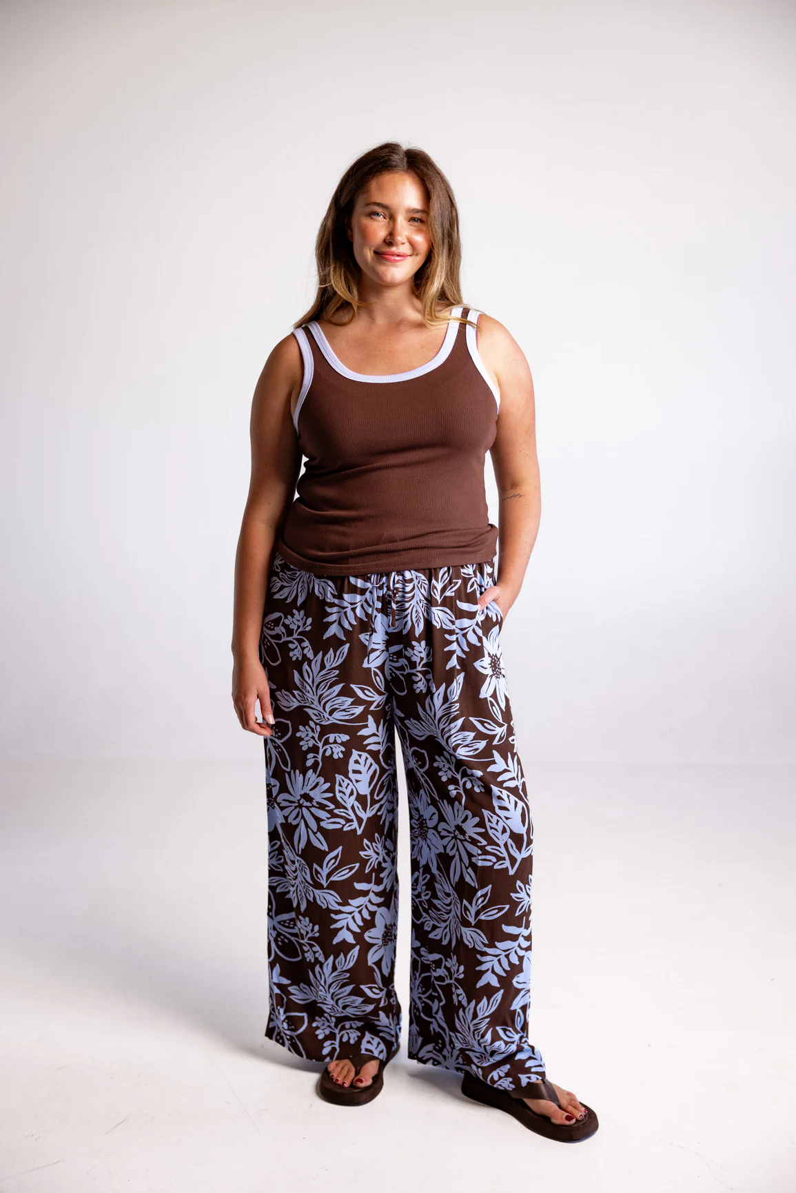 Rue Rib Tank in Chocolate/Blue - Image 5