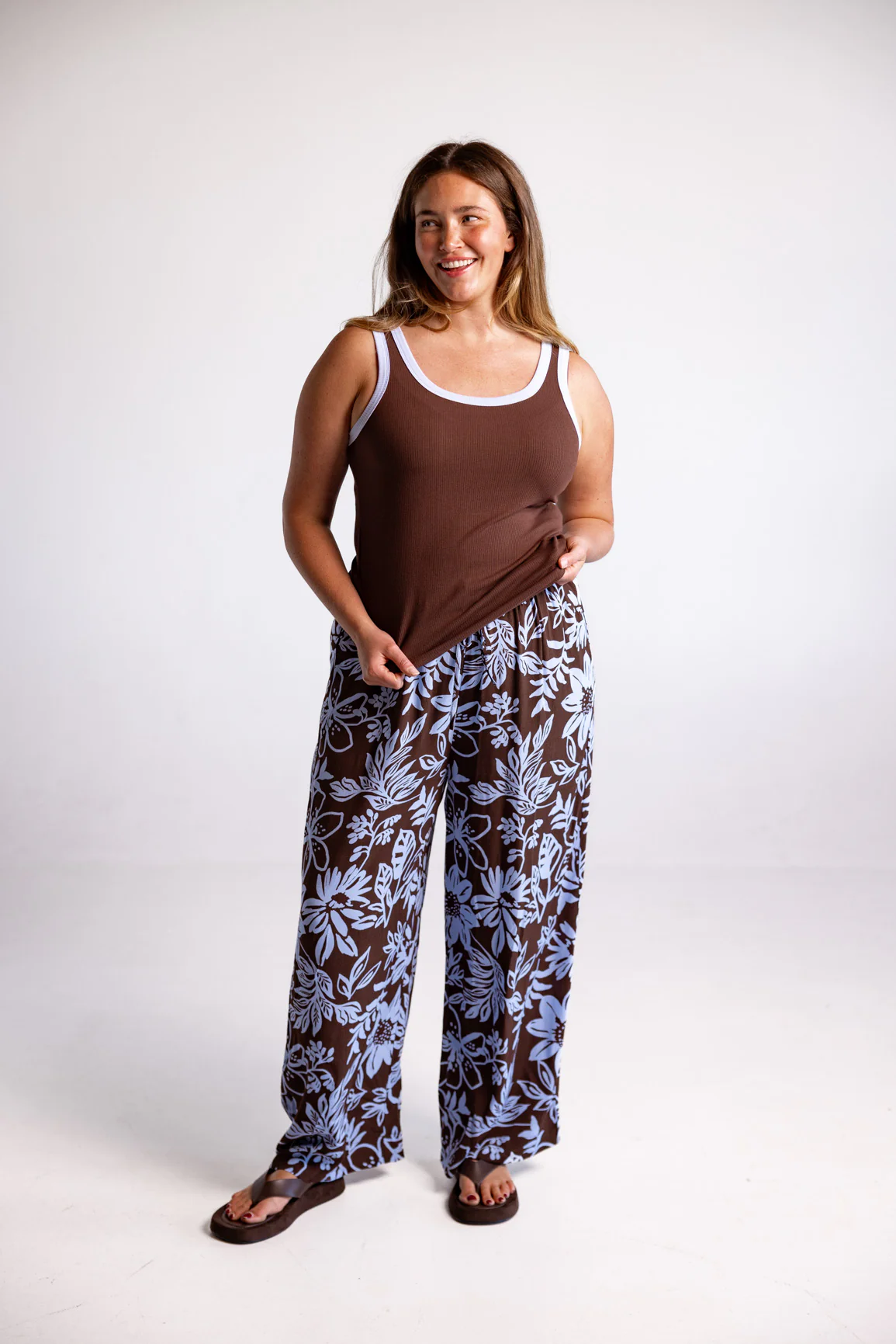 Rue Rib Tank in Chocolate/Blue - Image 8