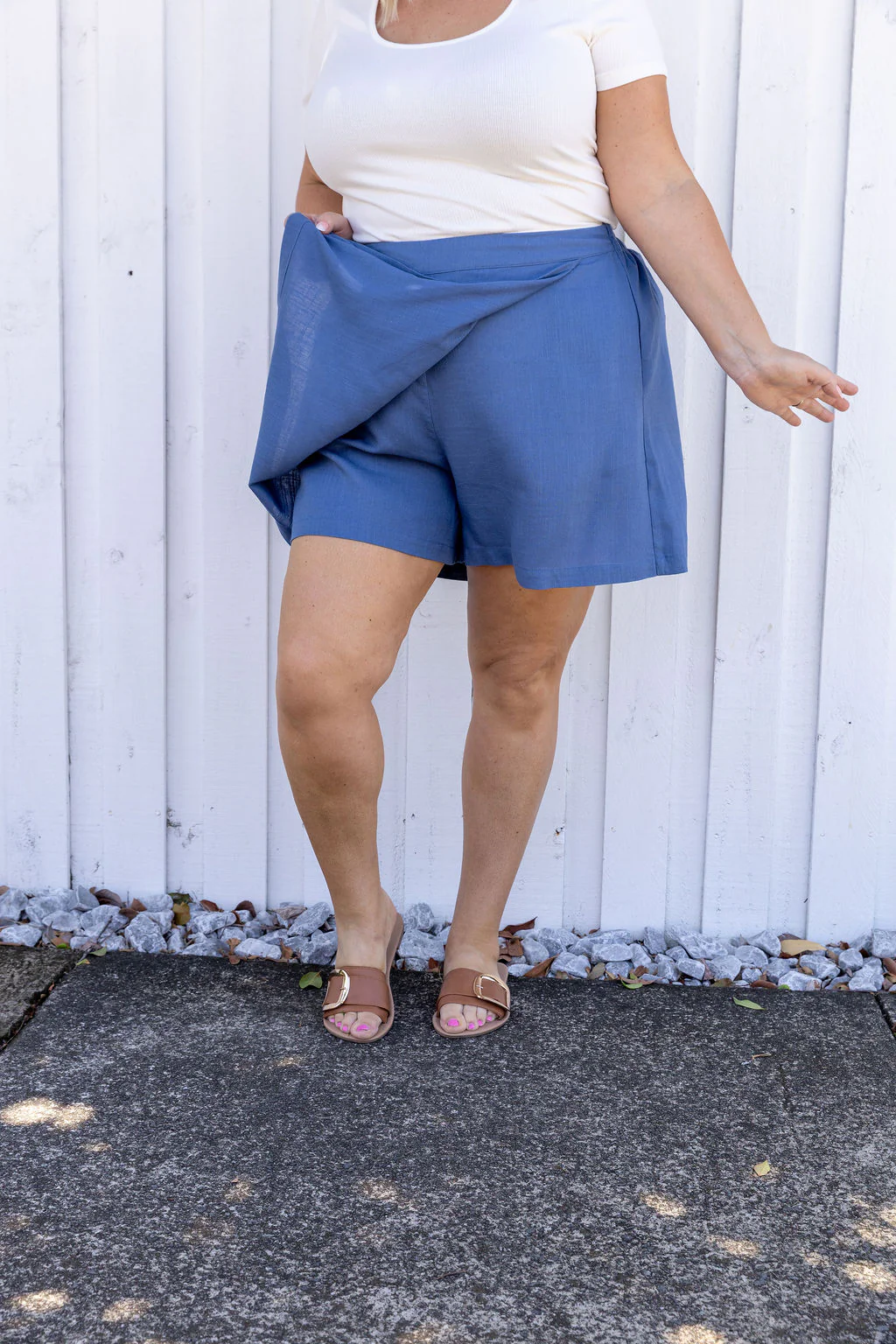 Samara Linen Blend Skort in Denim Blue - Image 8