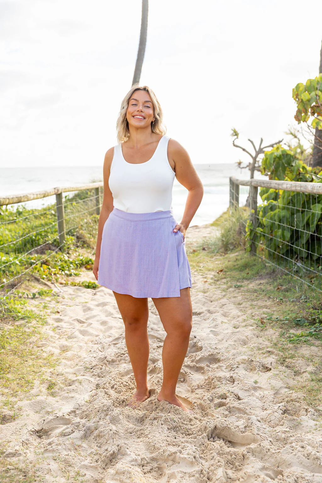 Samara Linen Blend Skort in Violet - Image 4