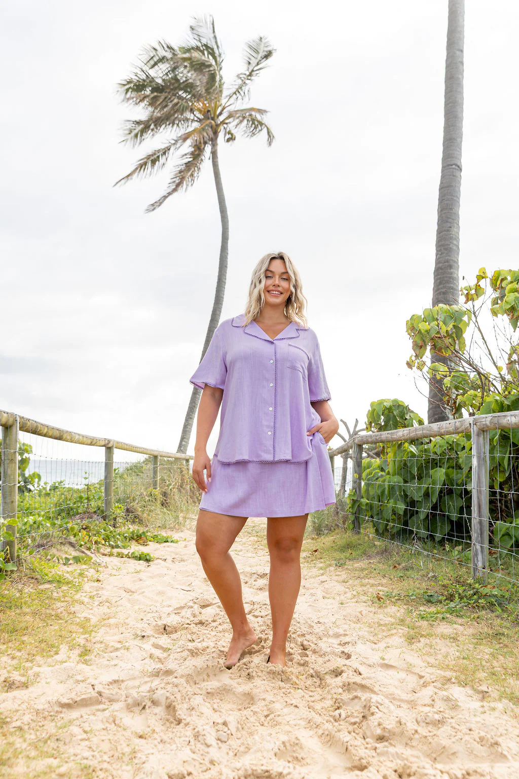 Samara Linen Blend Skort in Violet - Image 9
