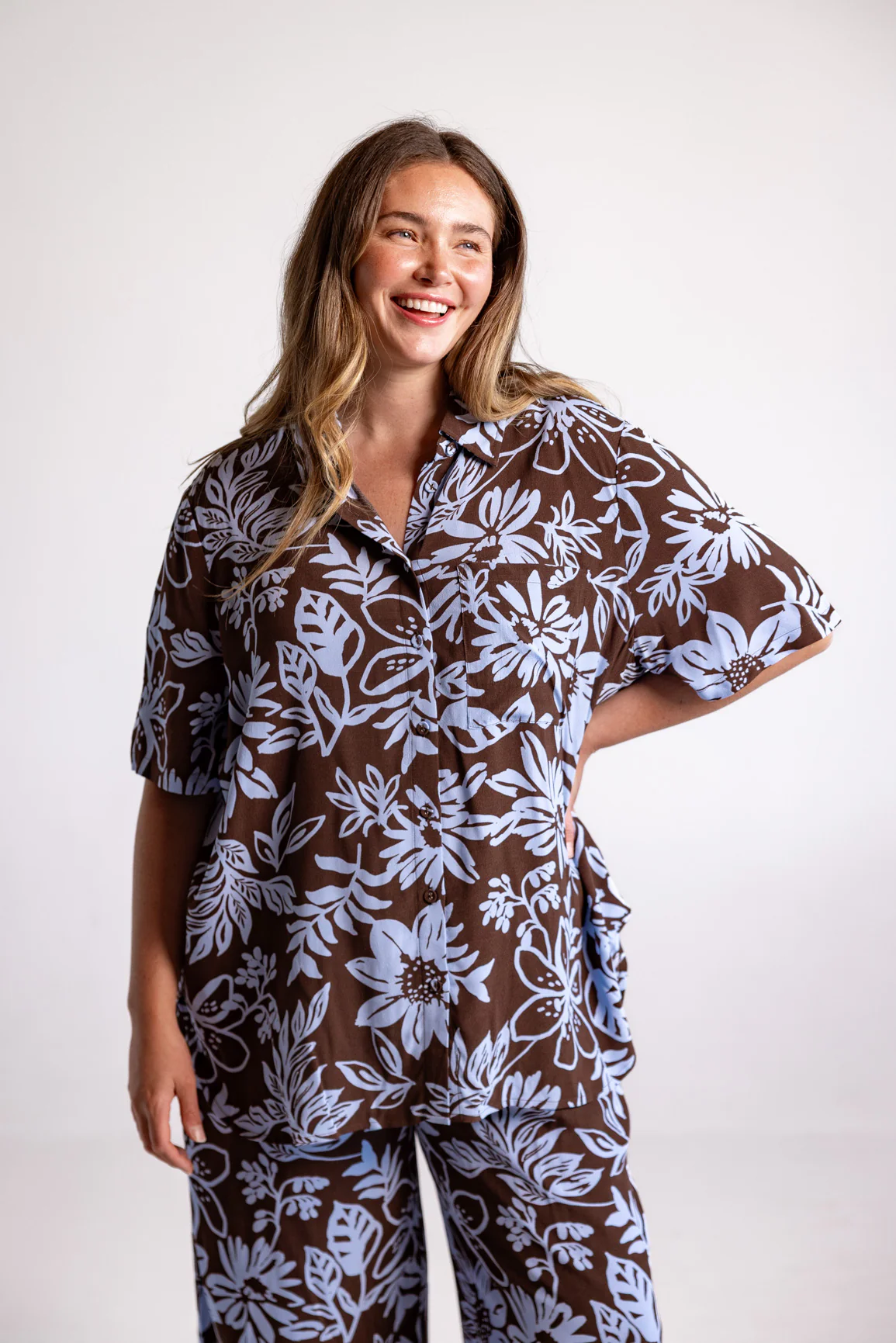 Samara Shirt in Blue Lani Chocolate