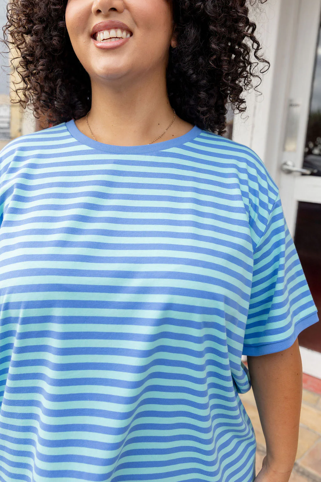 Striped Tee in Blue/Aqua - Image 3