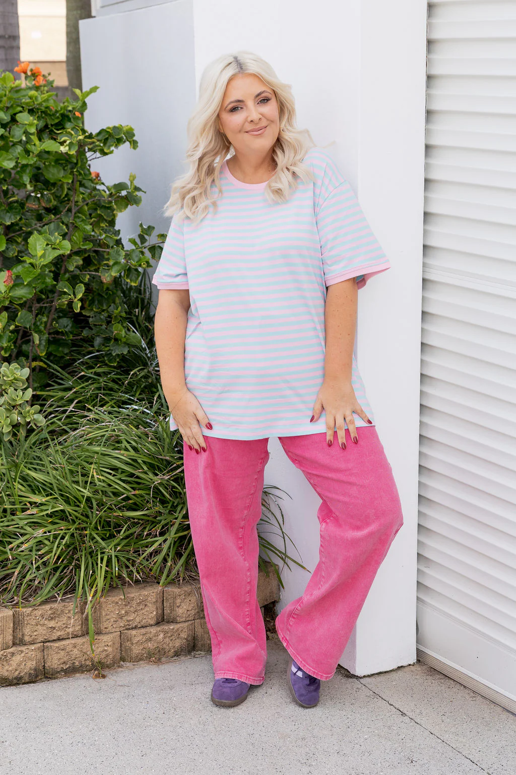 Striped Tee in Blue/Lilac - Image 12