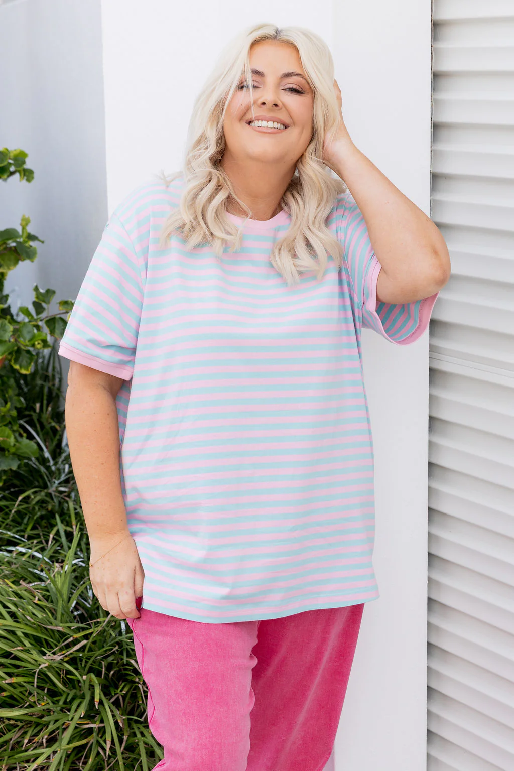 Striped Tee in Blue/Lilac - Image 3