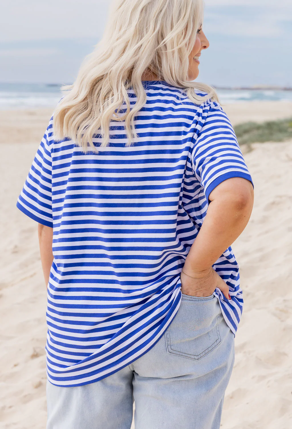 Striped Tee in Cobalt/White - Image 10