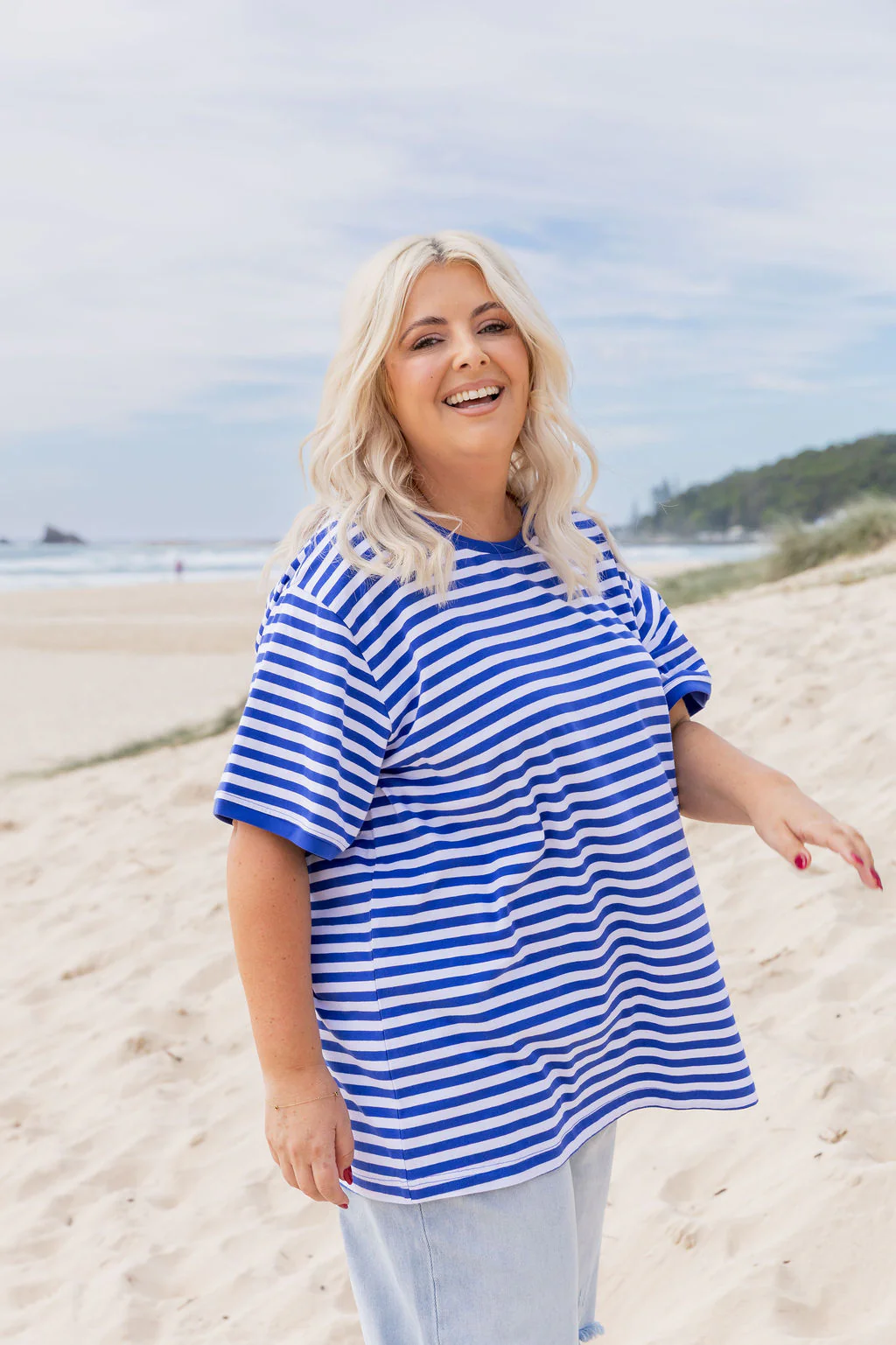 Striped Tee in Cobalt/White - Image 11