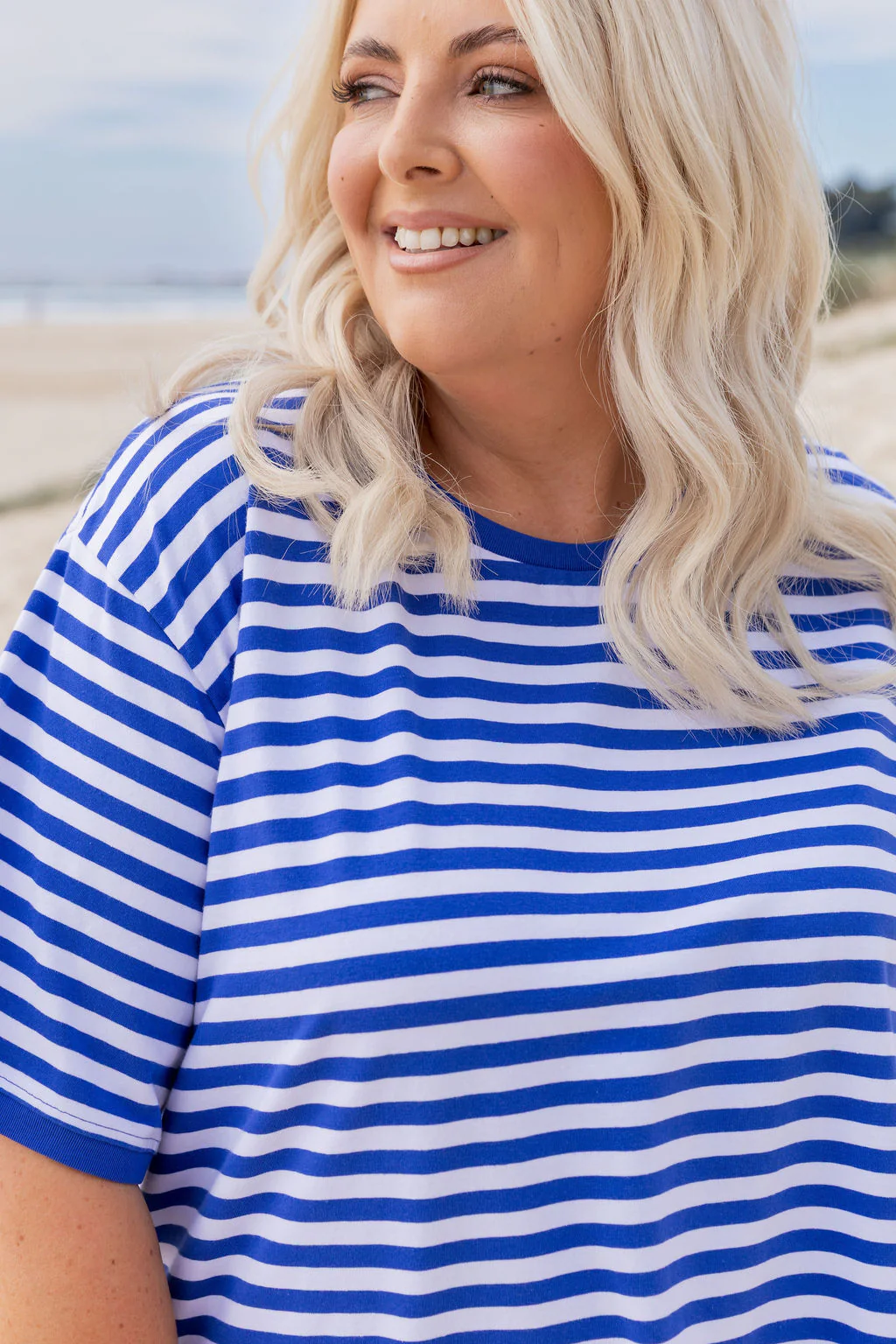 Striped Tee in Cobalt/White - Image 2