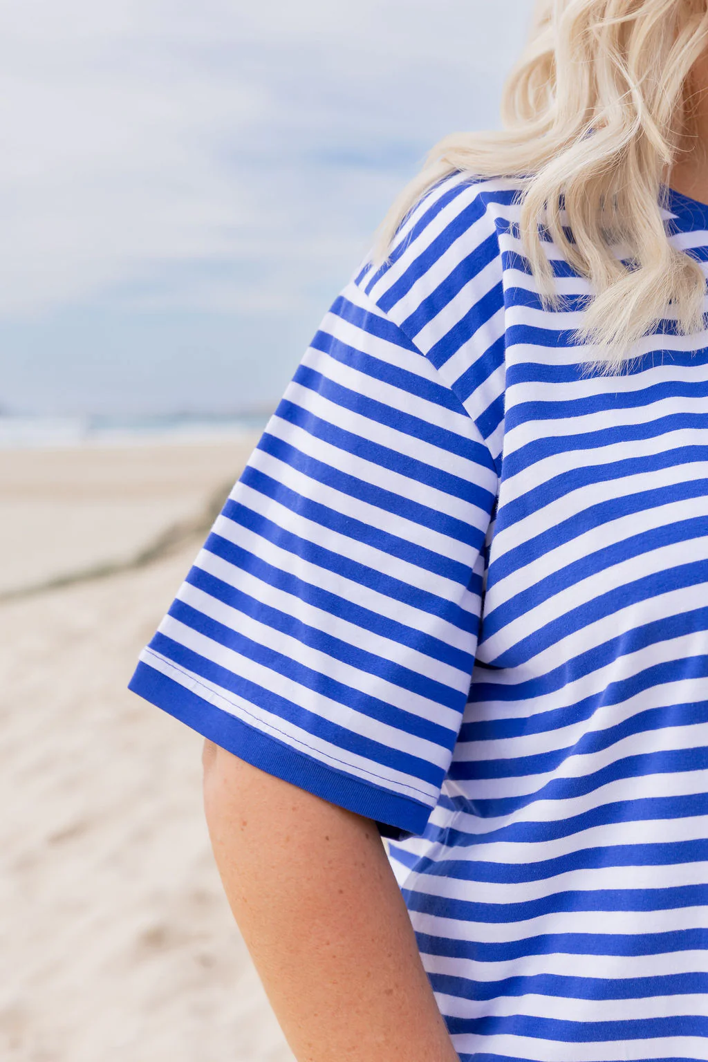 Striped Tee in Cobalt/White - Image 5