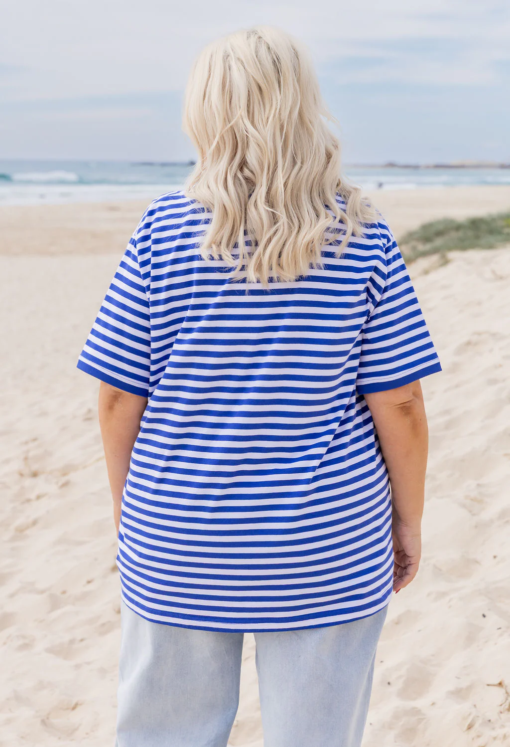 Striped Tee in Cobalt/White - Image 8