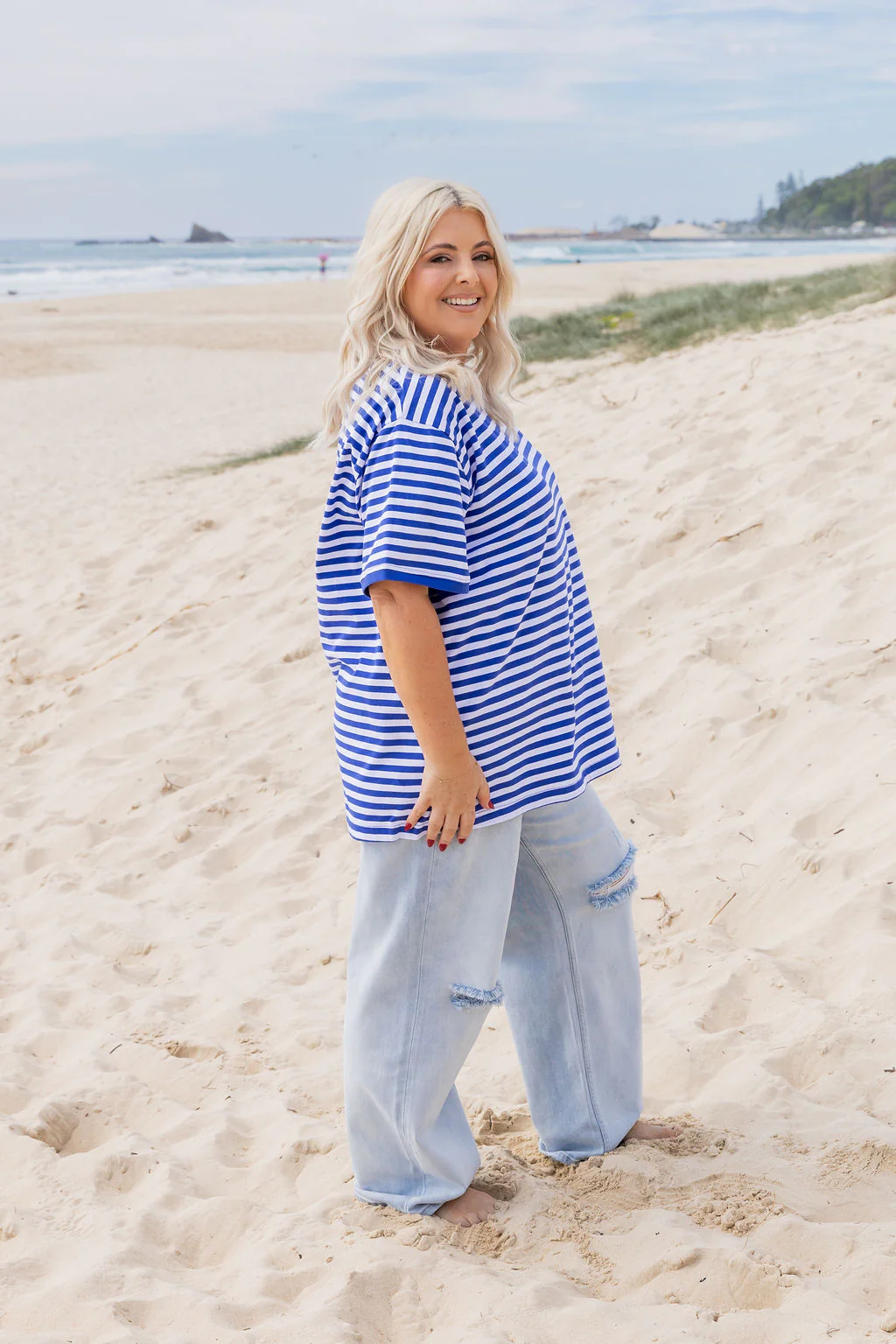 Striped Tee in Cobalt/White - Image 9