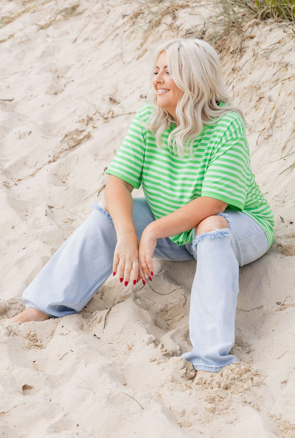 Striped Tee in Green/Light Green