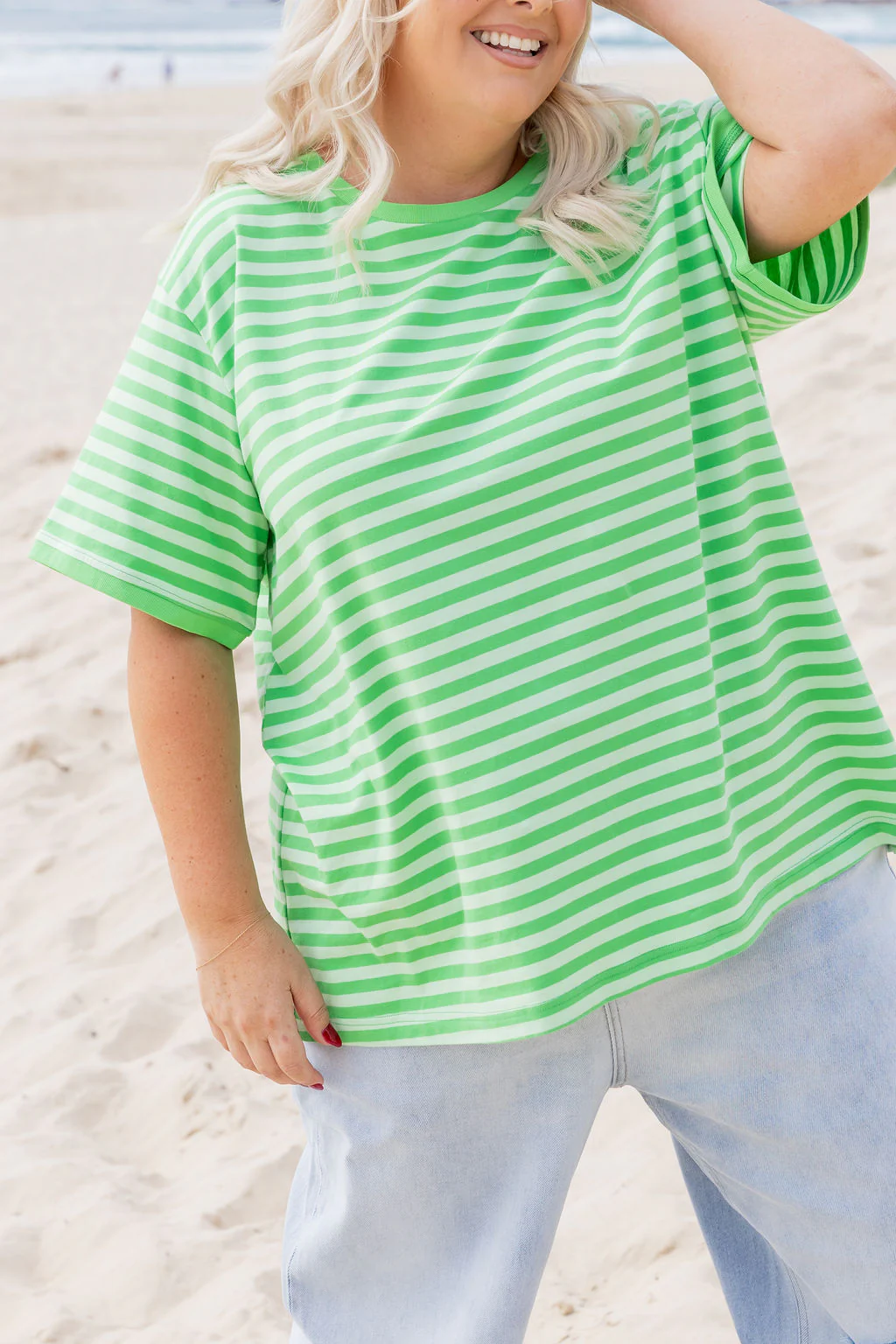 Striped Tee in Green/Light Green - Image 2