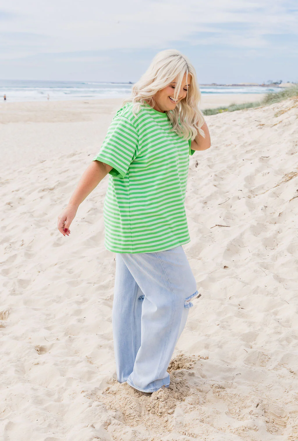 Striped Tee in Green/Light Green - Image 9