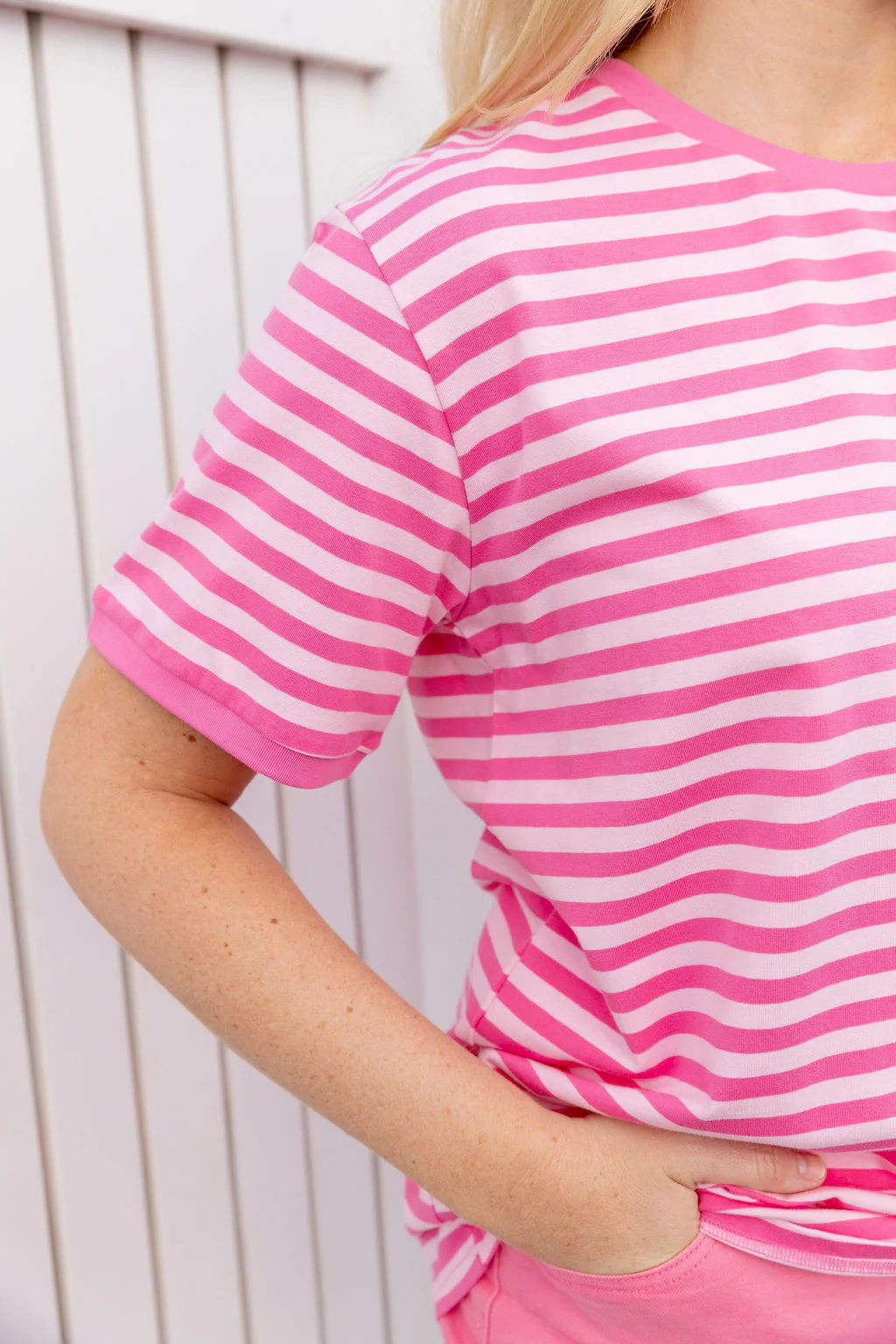 Striped Tee in Pink/Light Pink - Image 4