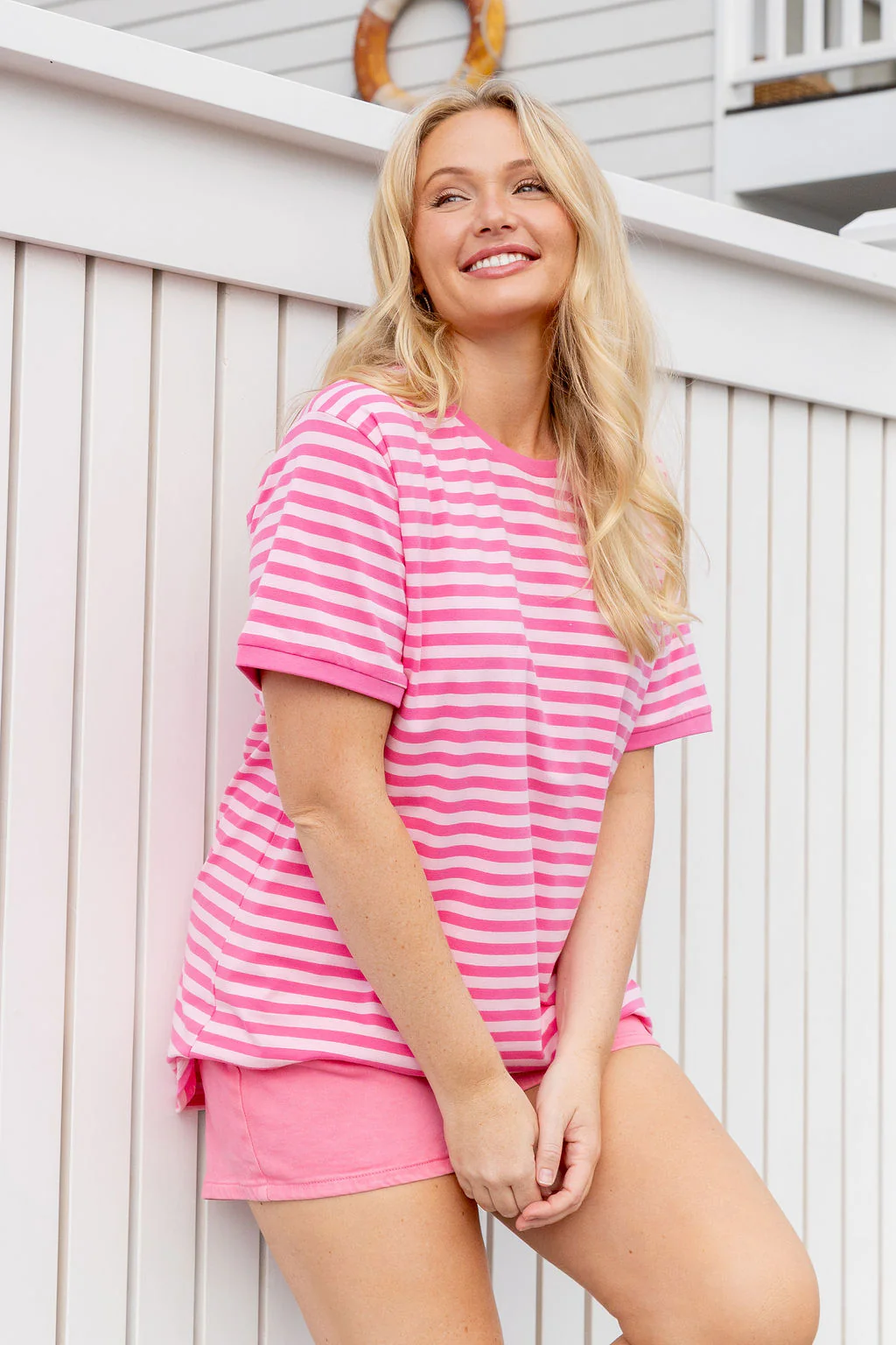Striped Tee in Pink/Light Pink - Image 6