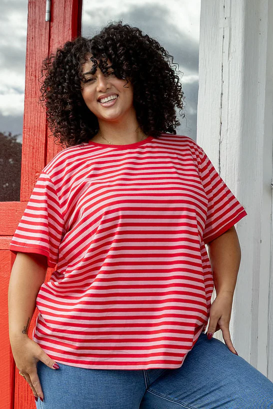 Striped Tee in Pink/Red - Image 3