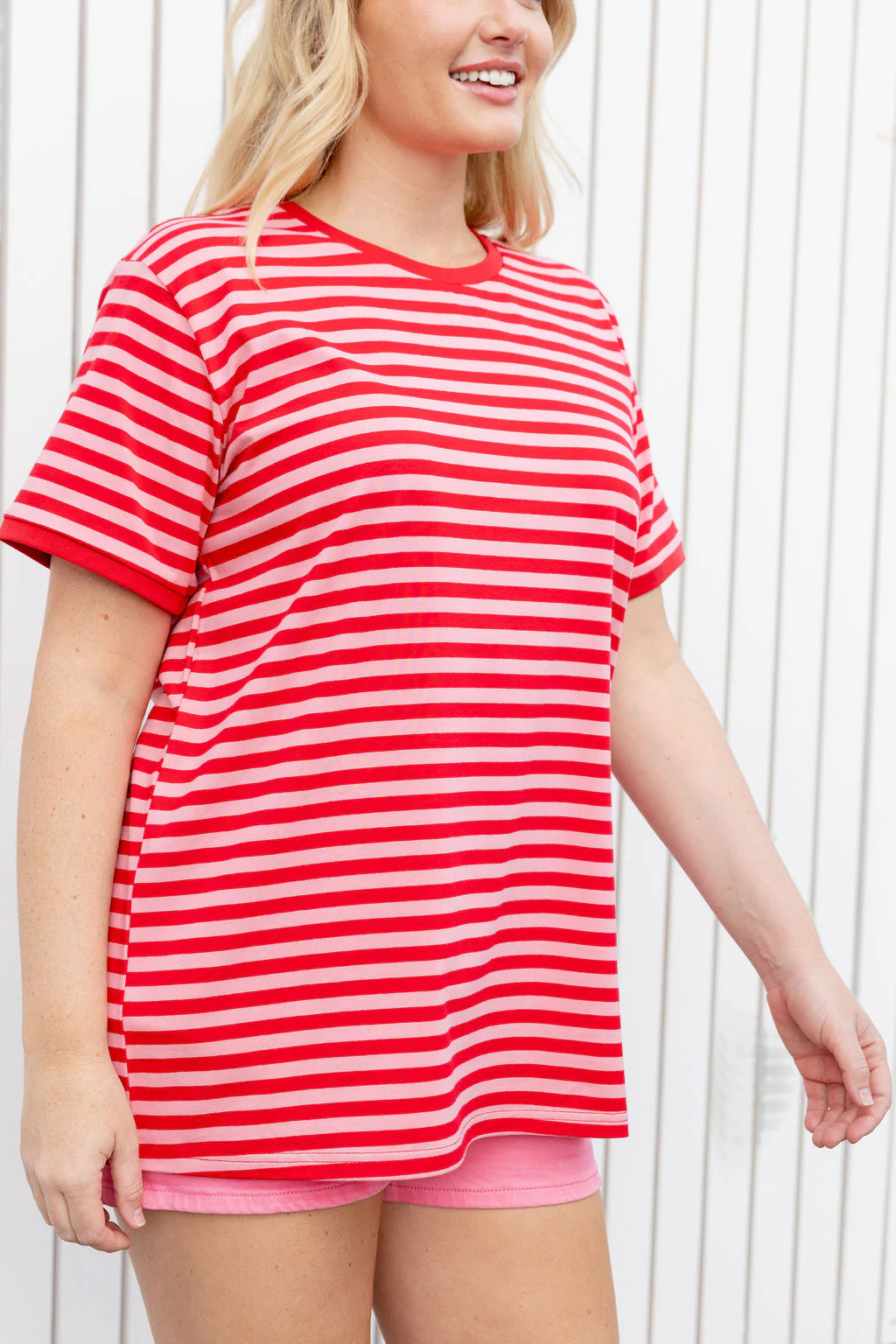 Striped Tee in Pink/Red - Image 5