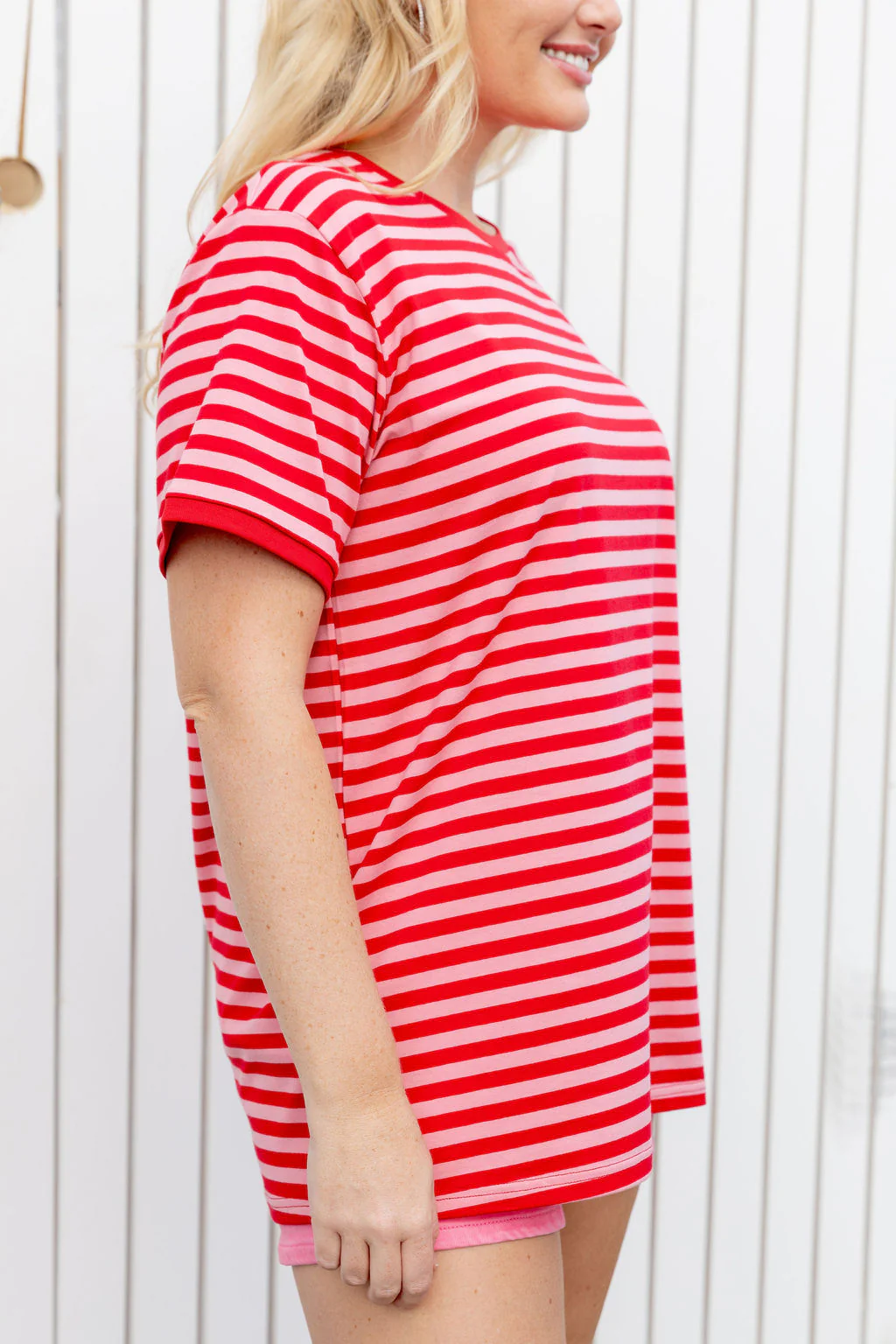 Striped Tee in Pink/Red - Image 9