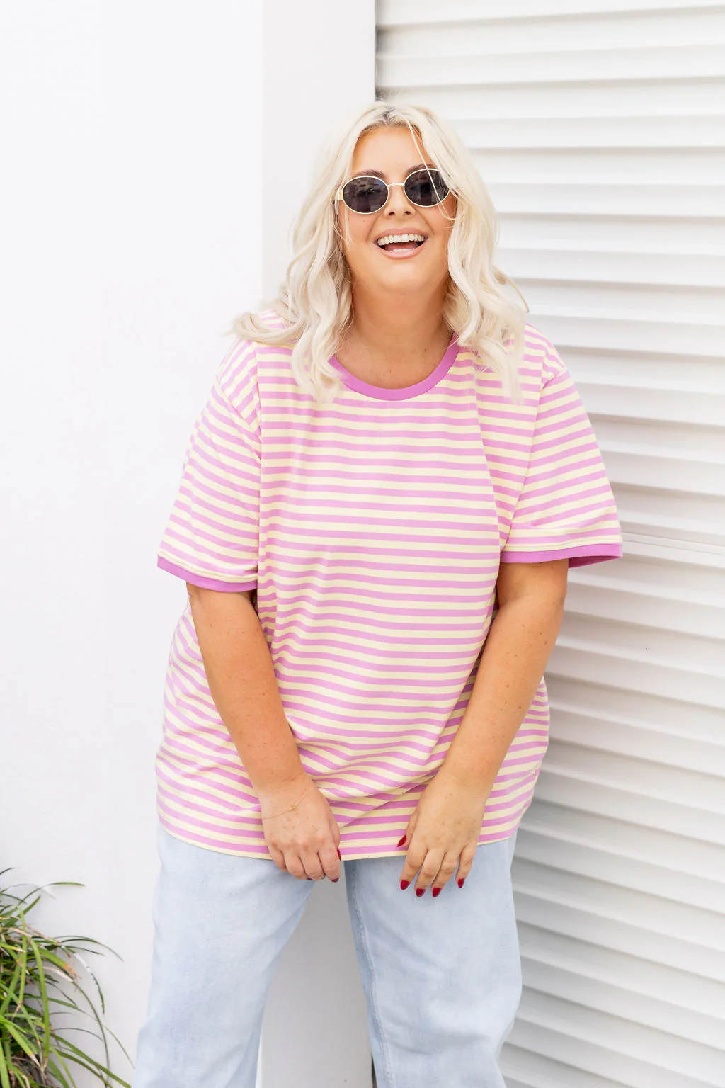 Striped Tee in Pink/Yellow - Image 2