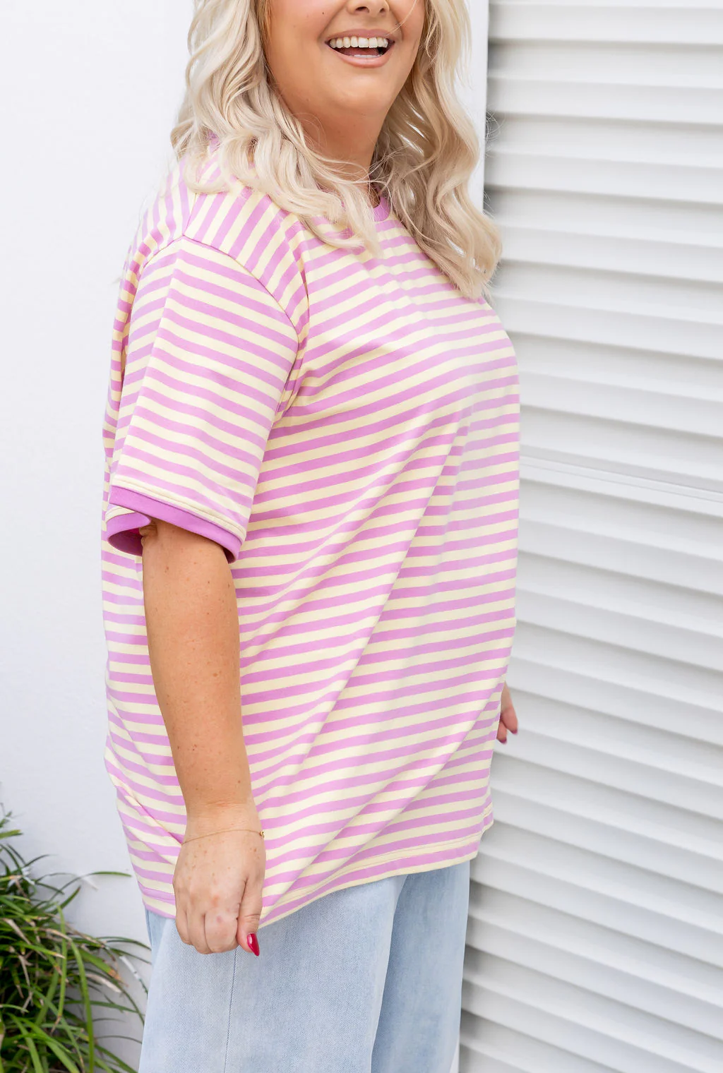 Striped Tee in Pink/Yellow - Image 3