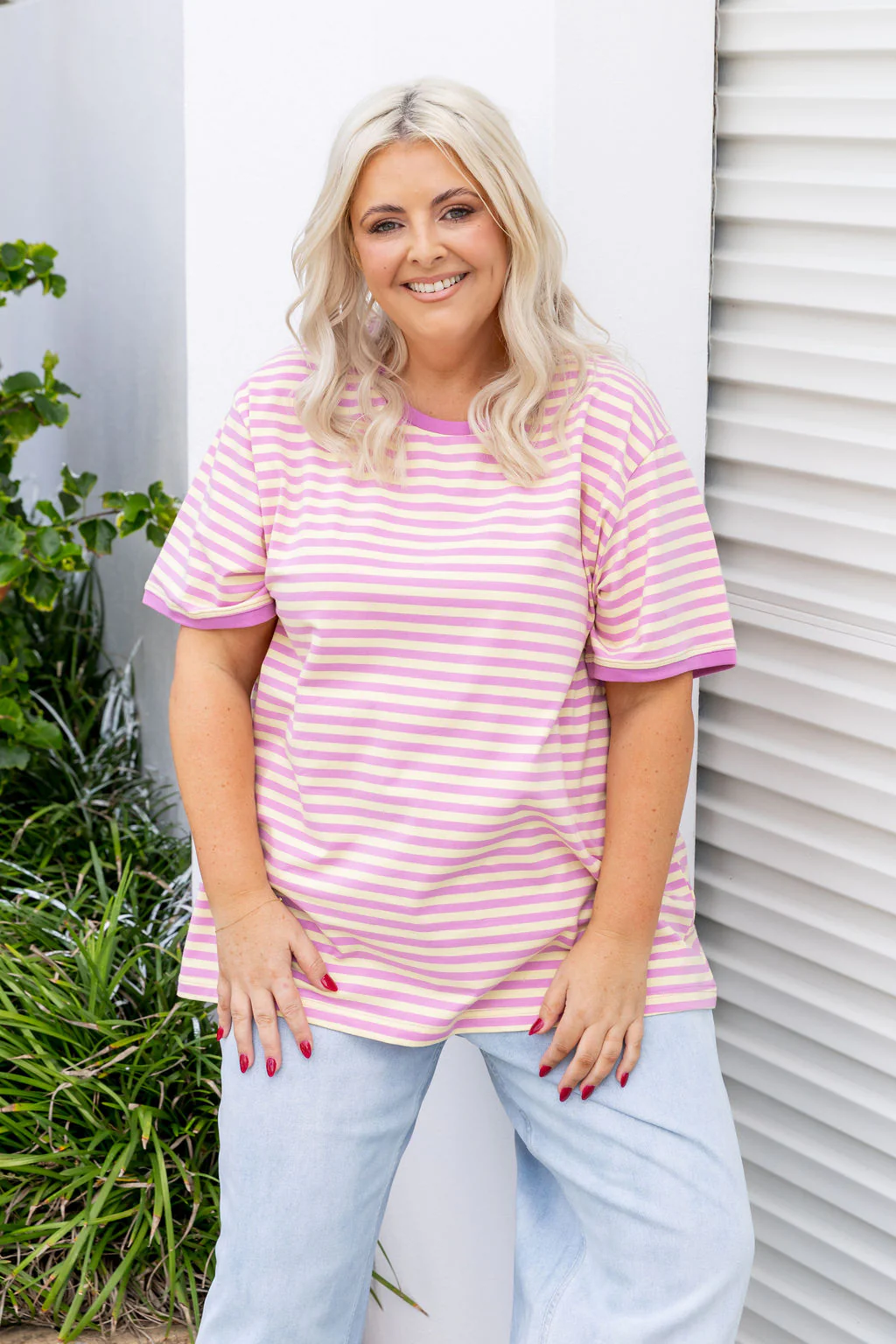 Striped Tee in Pink/Yellow - Image 6