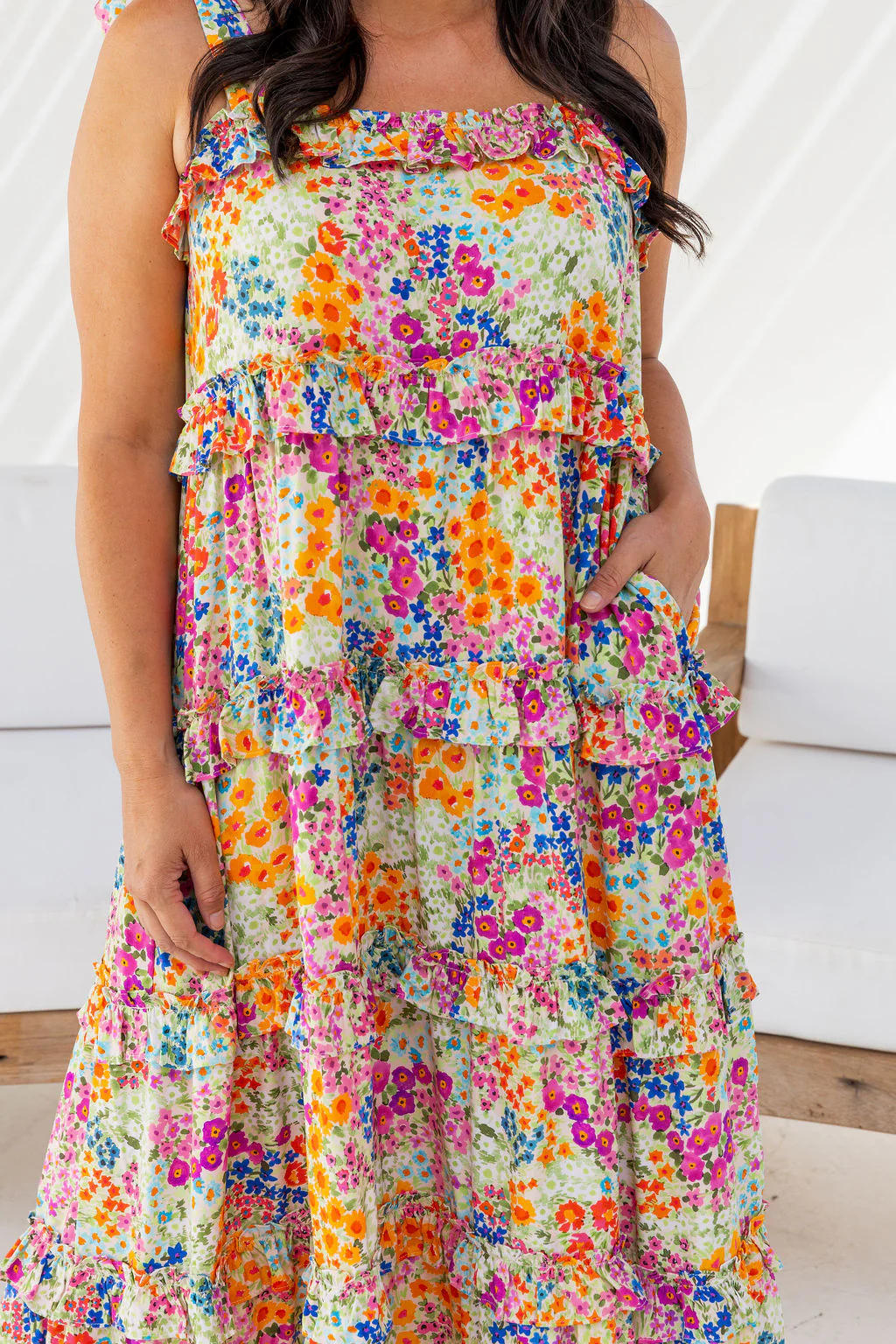 Talia Midi Dress in Flower Field - Image 3