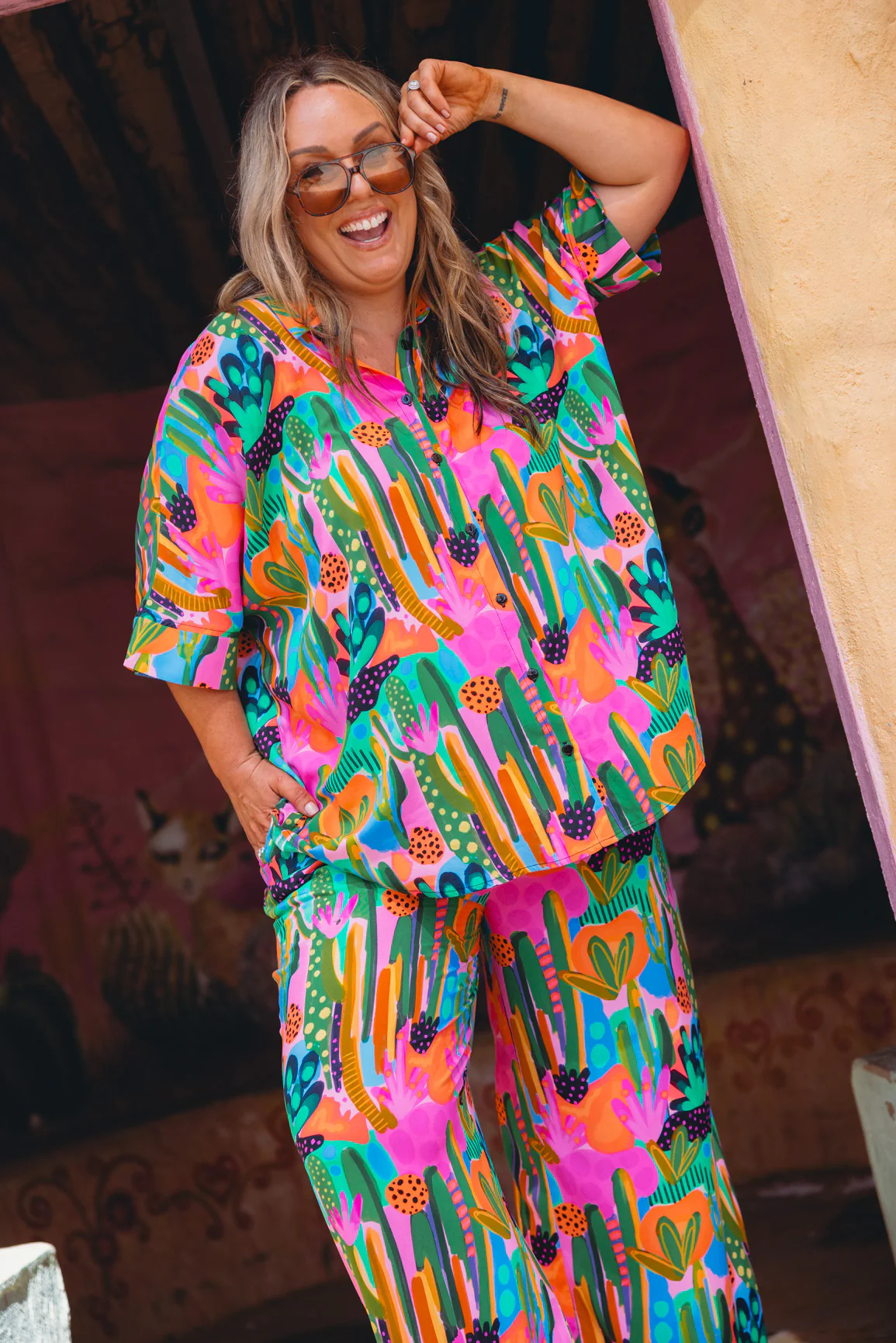 Tammin Shirt in Neon Cactus Country by Deb McNaughton