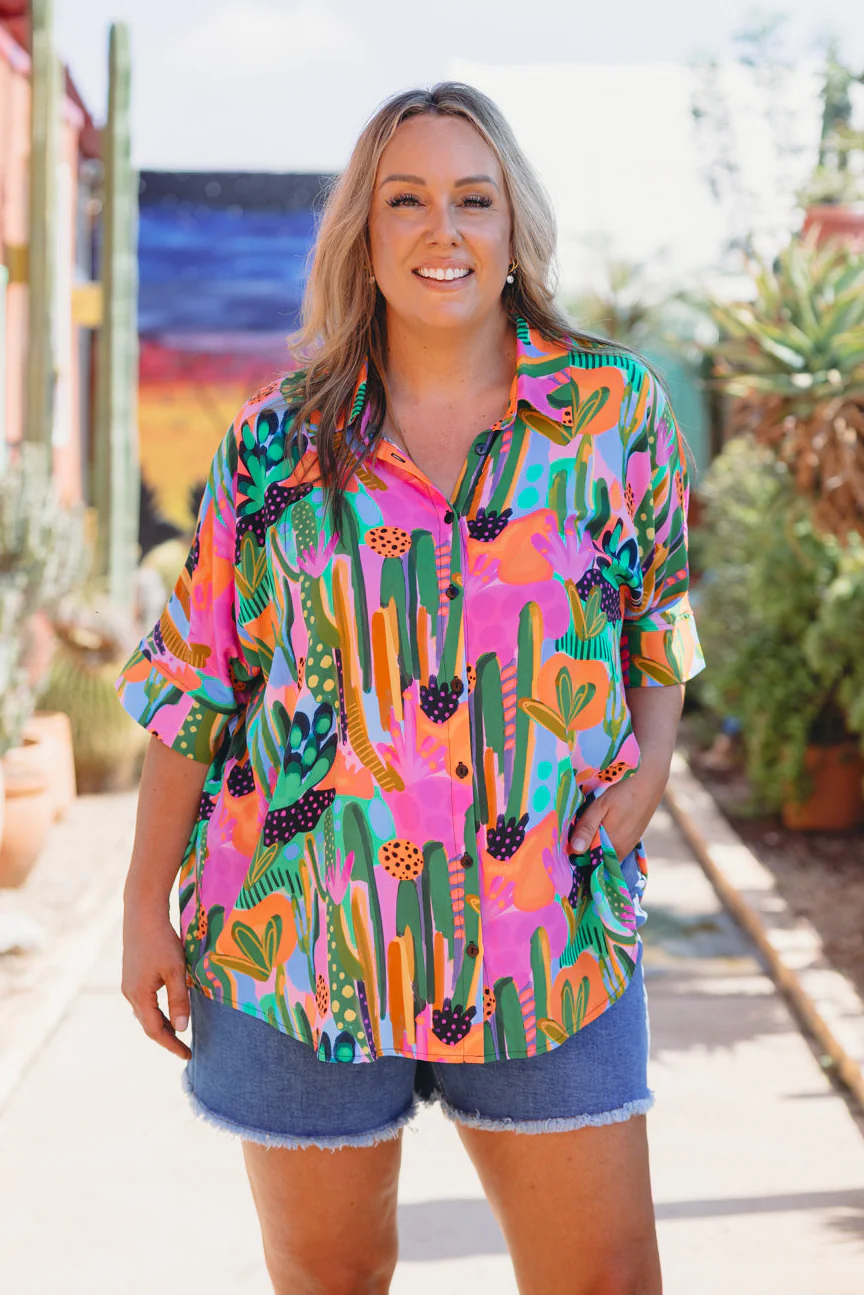 Tammin Shirt in Neon Cactus Country by Deb McNaughton - Image 2