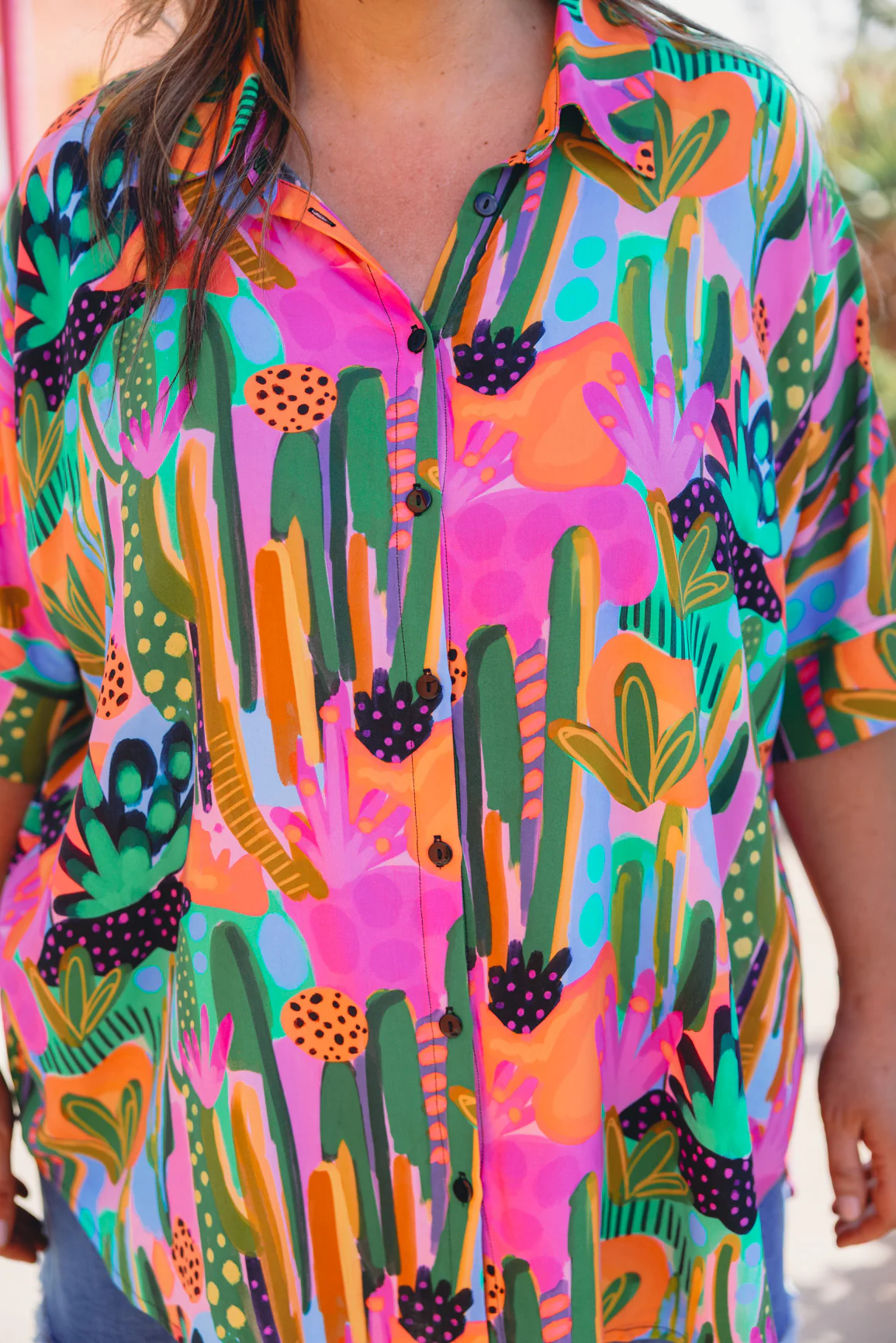 Tammin Shirt in Neon Cactus Country by Deb McNaughton - Image 4