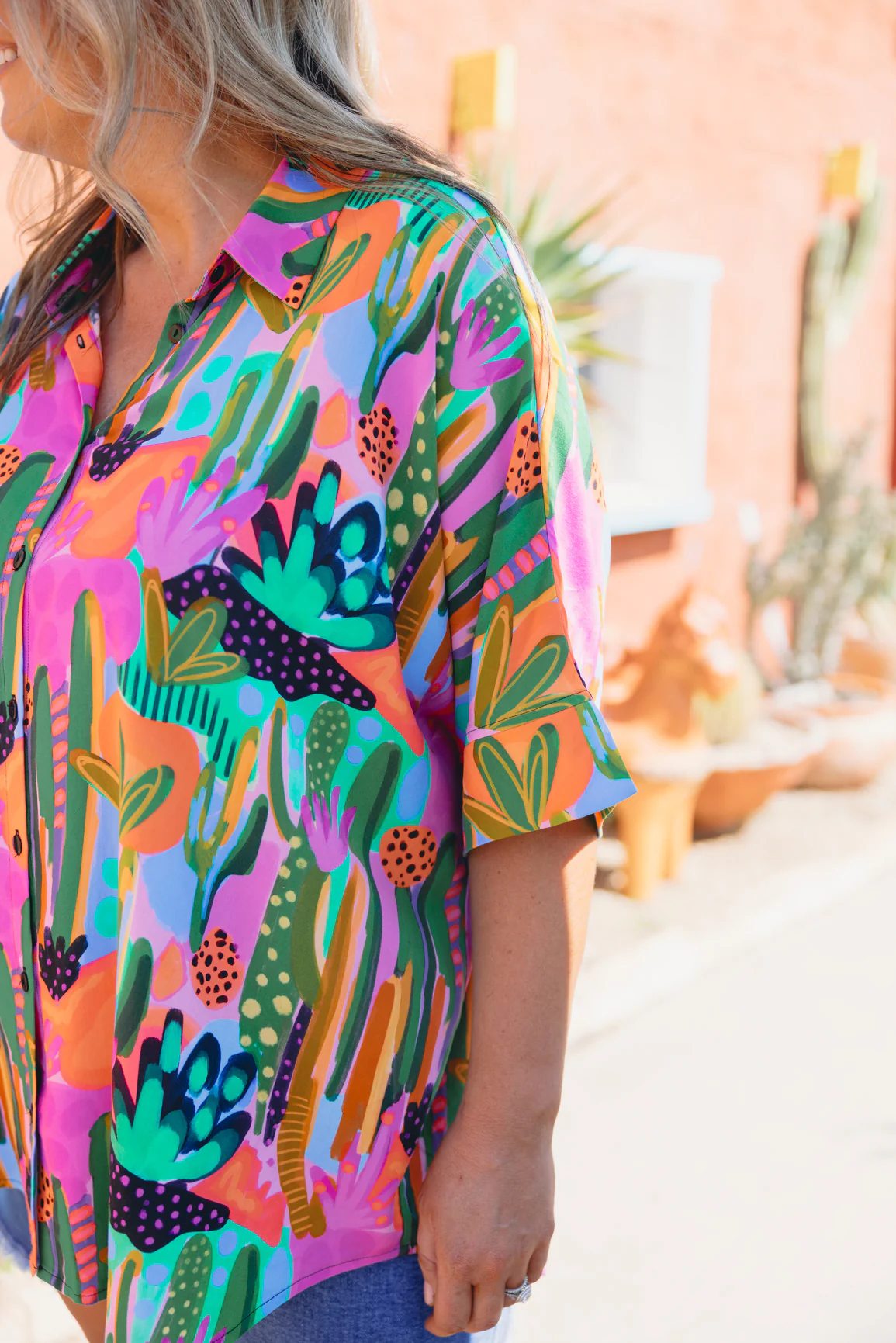 Tammin Shirt in Neon Cactus Country by Deb McNaughton - Image 5