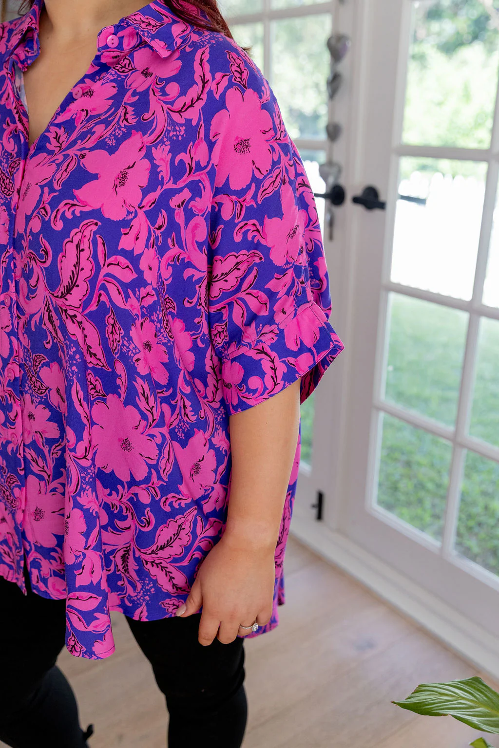 Tammin Shirt in Purple Blooms - Image 5