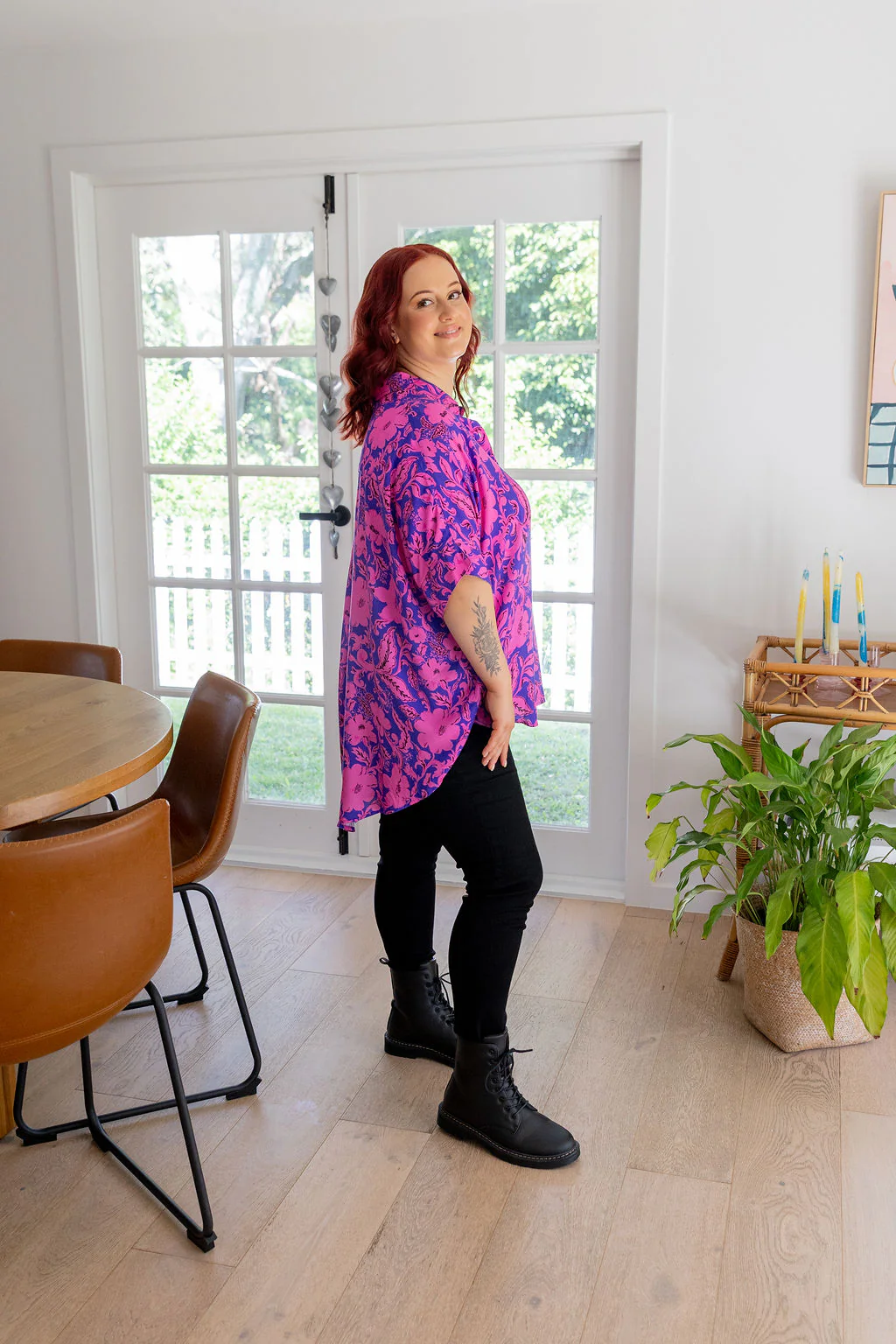 Tammin Shirt in Purple Blooms - Image 7