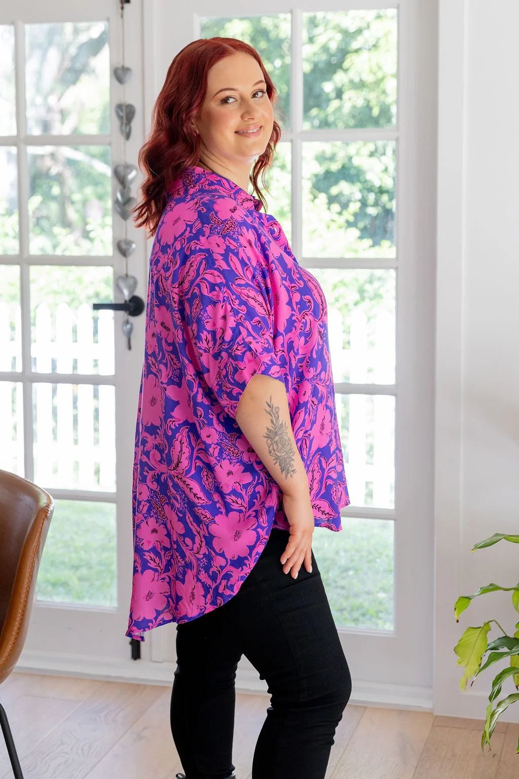 Tammin Shirt in Purple Blooms - Image 9
