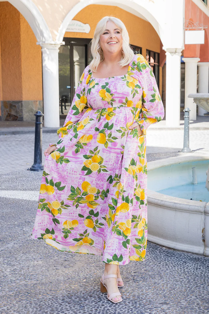 Amelia Linen Blend Maxi Dress in Themis