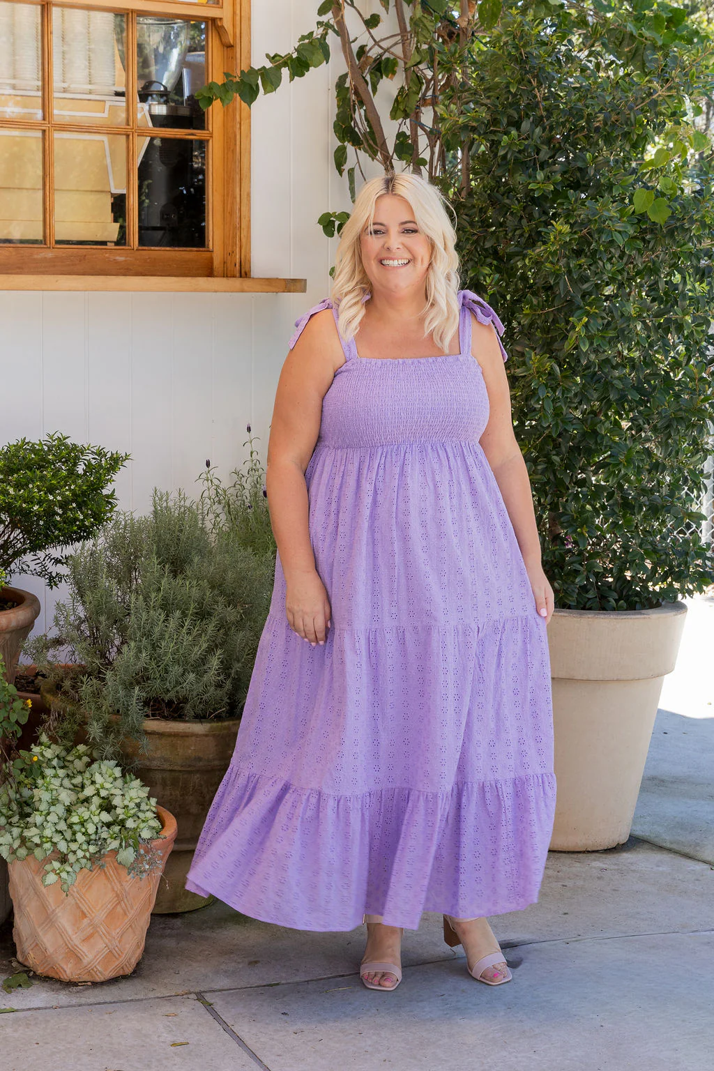 Tiana Maxi Dress in Lilac Broderie Anglaise - Image 10