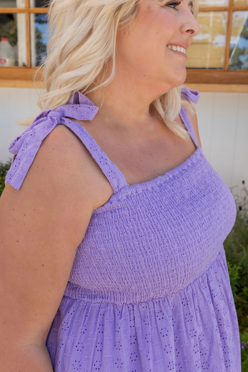 Tiana Maxi Dress in Lilac Broderie Anglaise - Image 3