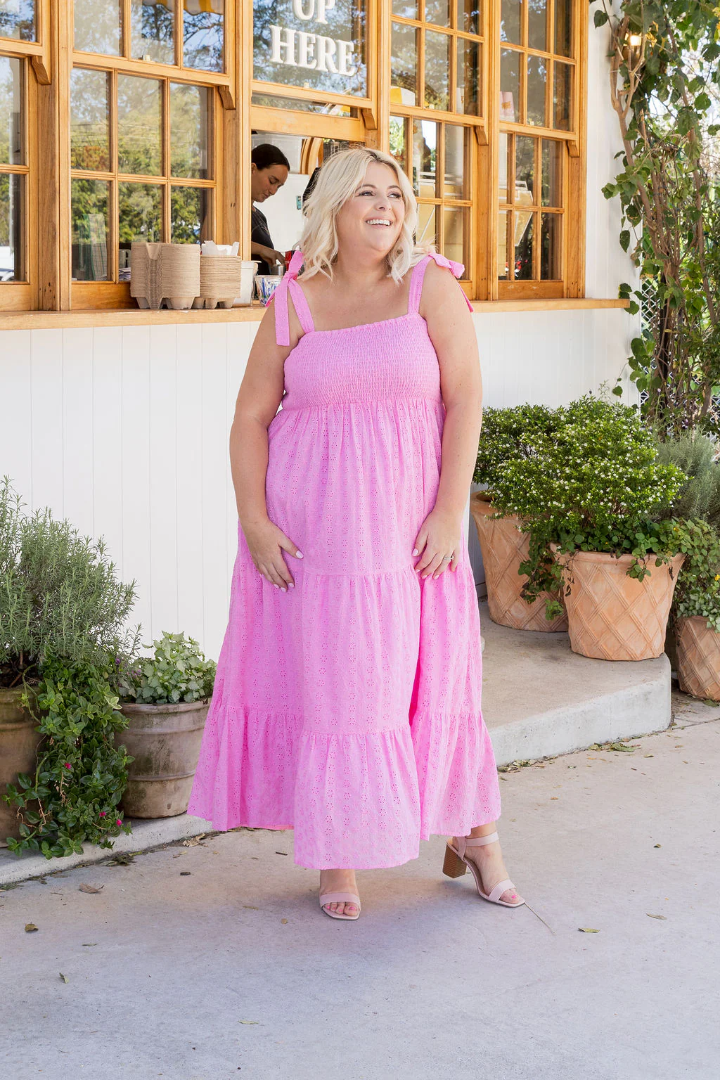 Tiana Maxi Dress in Pink Broderie Anglaise - Image 14