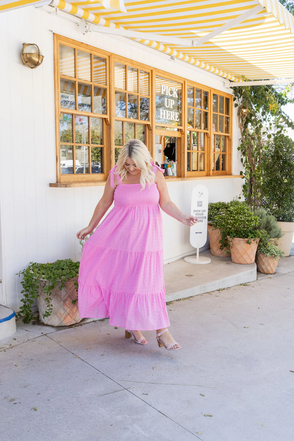 Tiana Maxi Dress in Pink Broderie Anglaise - Image 3