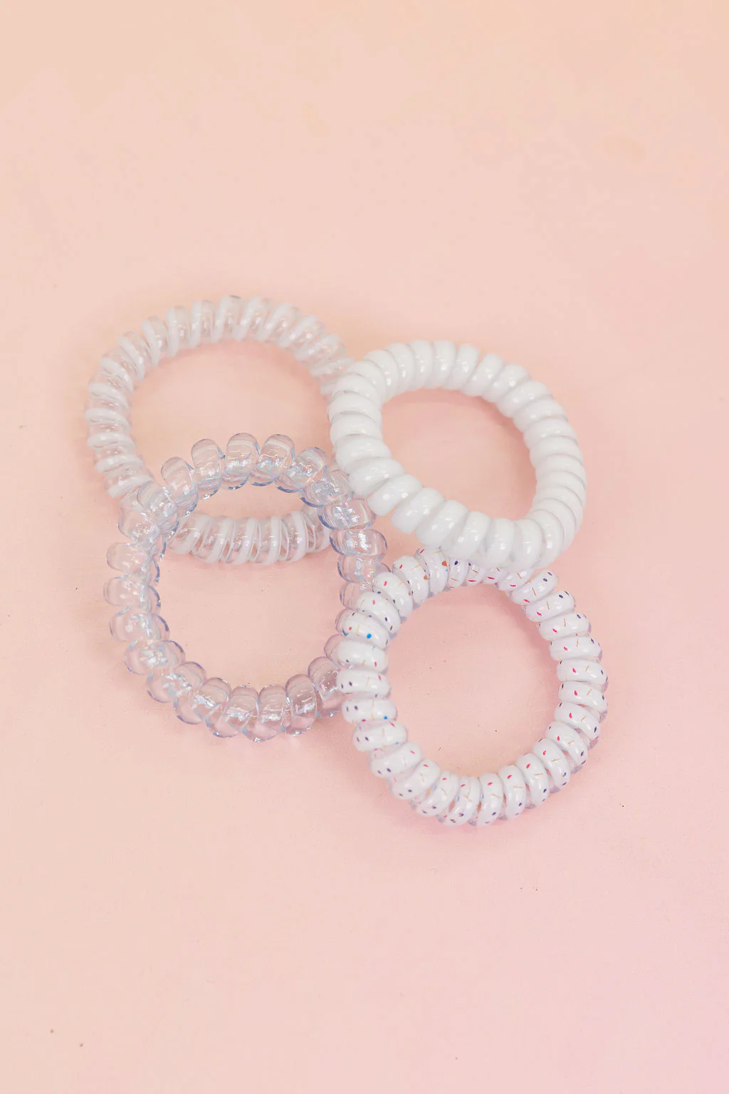 White & Clear Coil Hair Ties – 4 Pack - Image 7