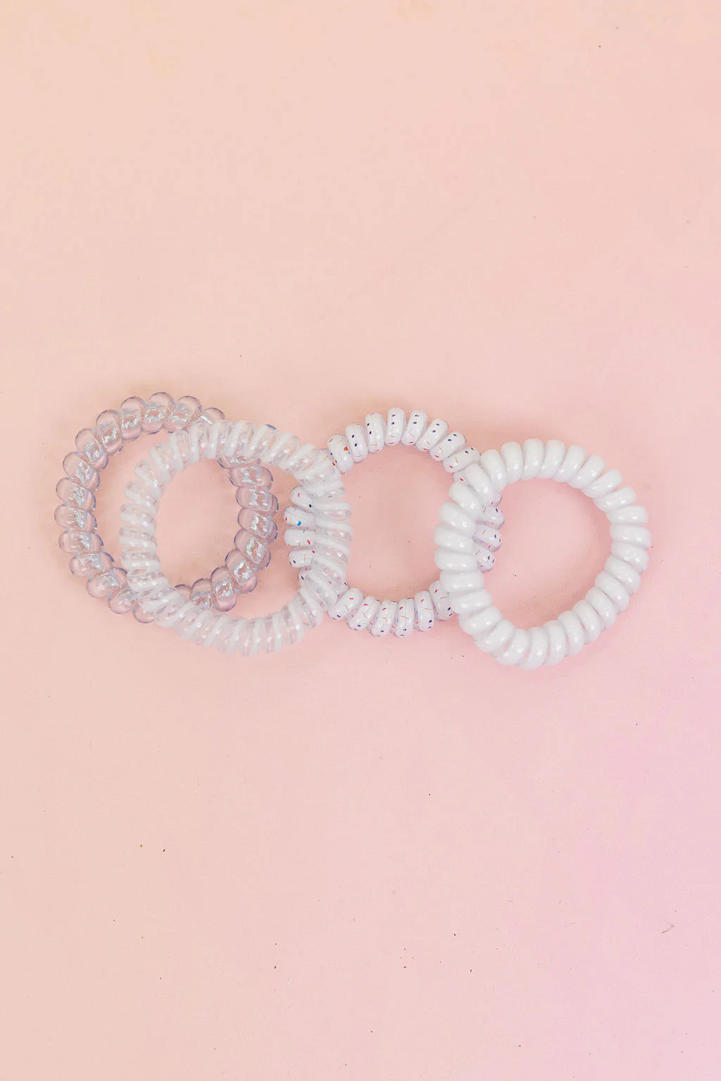 White & Clear Coil Hair Ties – 4 Pack - Image 8
