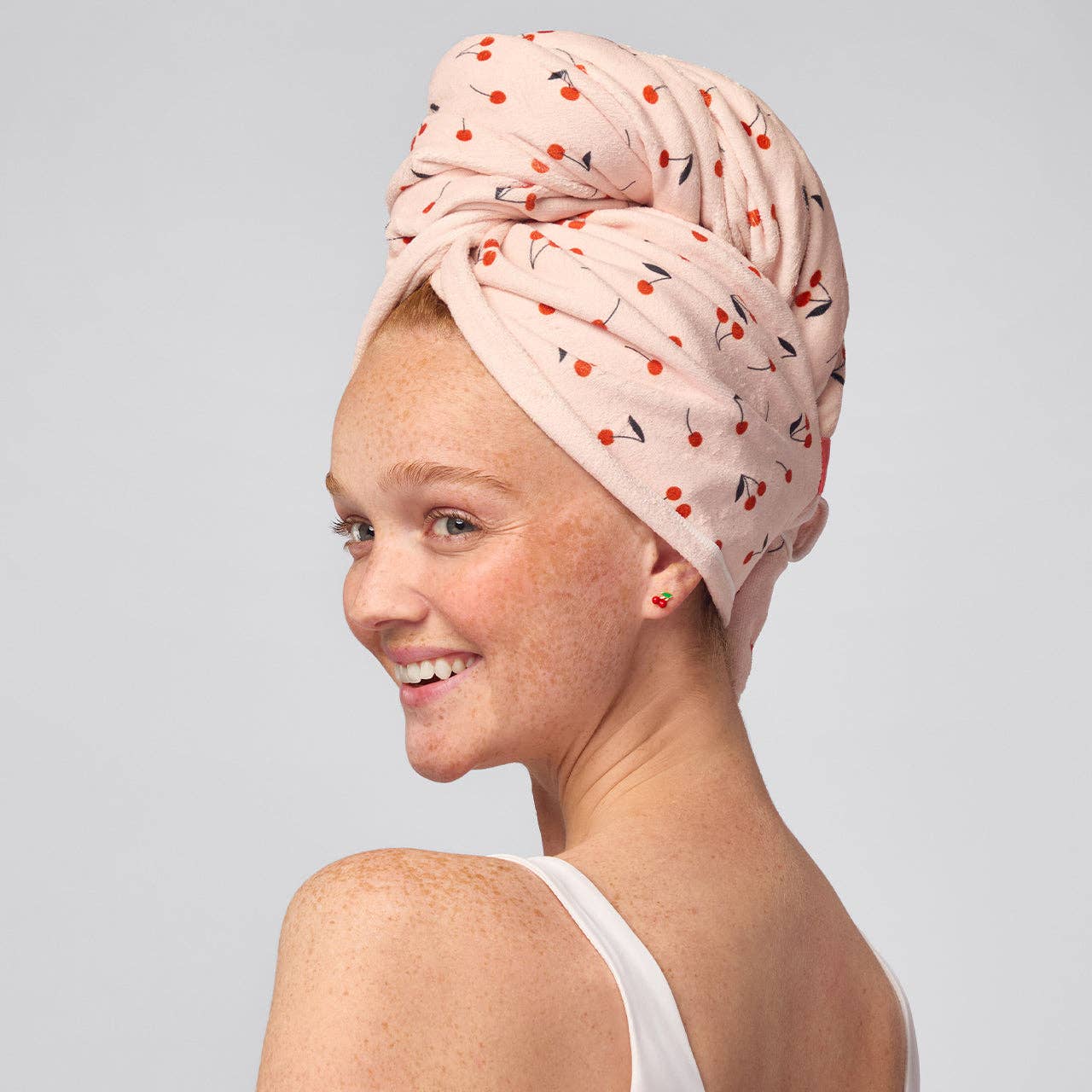XL Hair Towel Wrap - Cherry Print - Image 2
