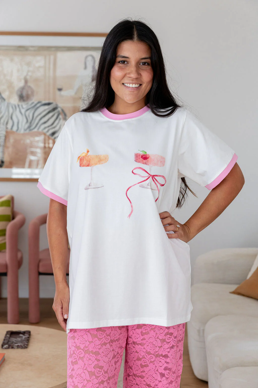 Zadi Relaxed Contrast Tee in Cheers - Image 2