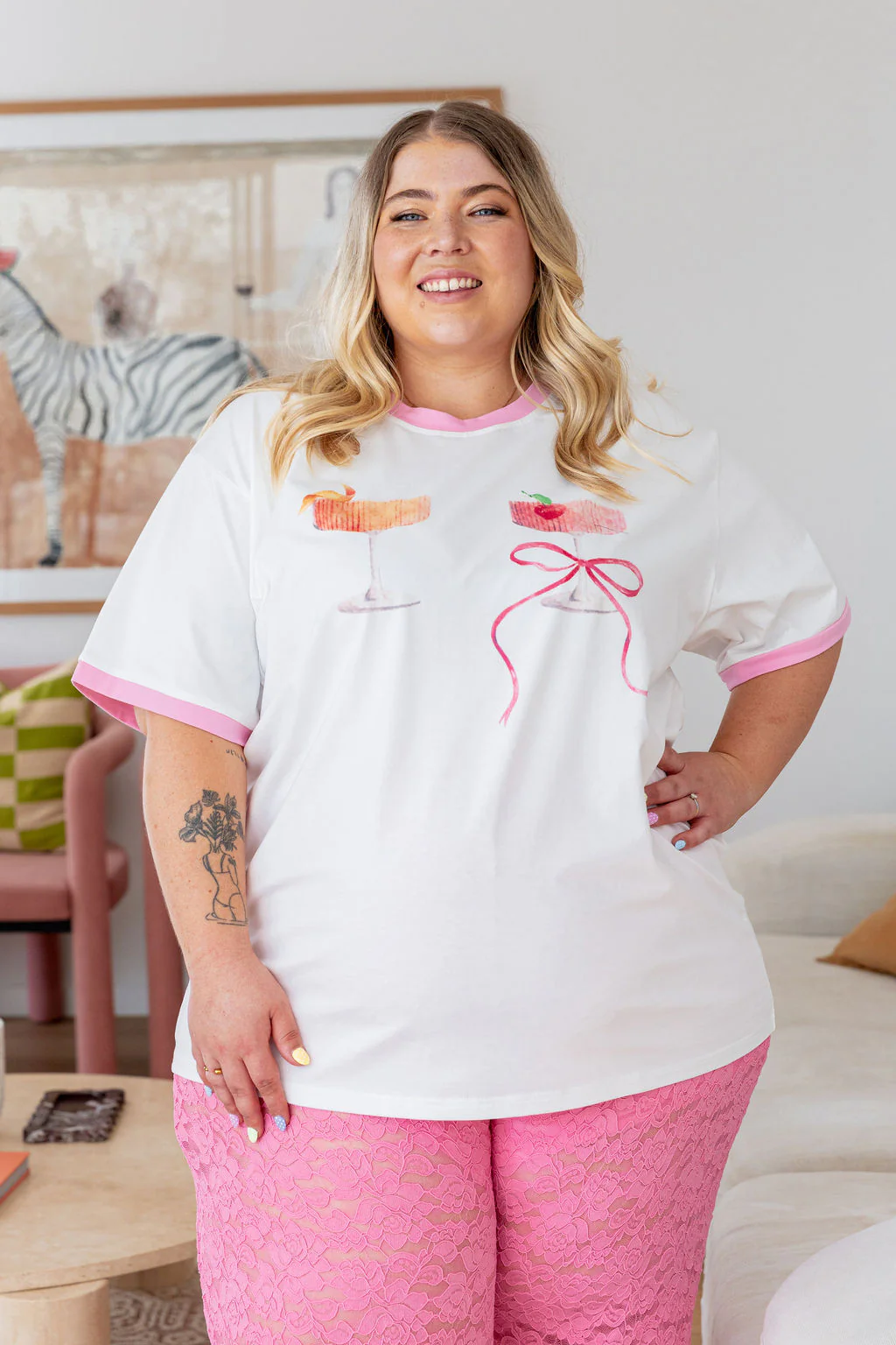 Zadi Relaxed Contrast Tee in Cheers - Image 5