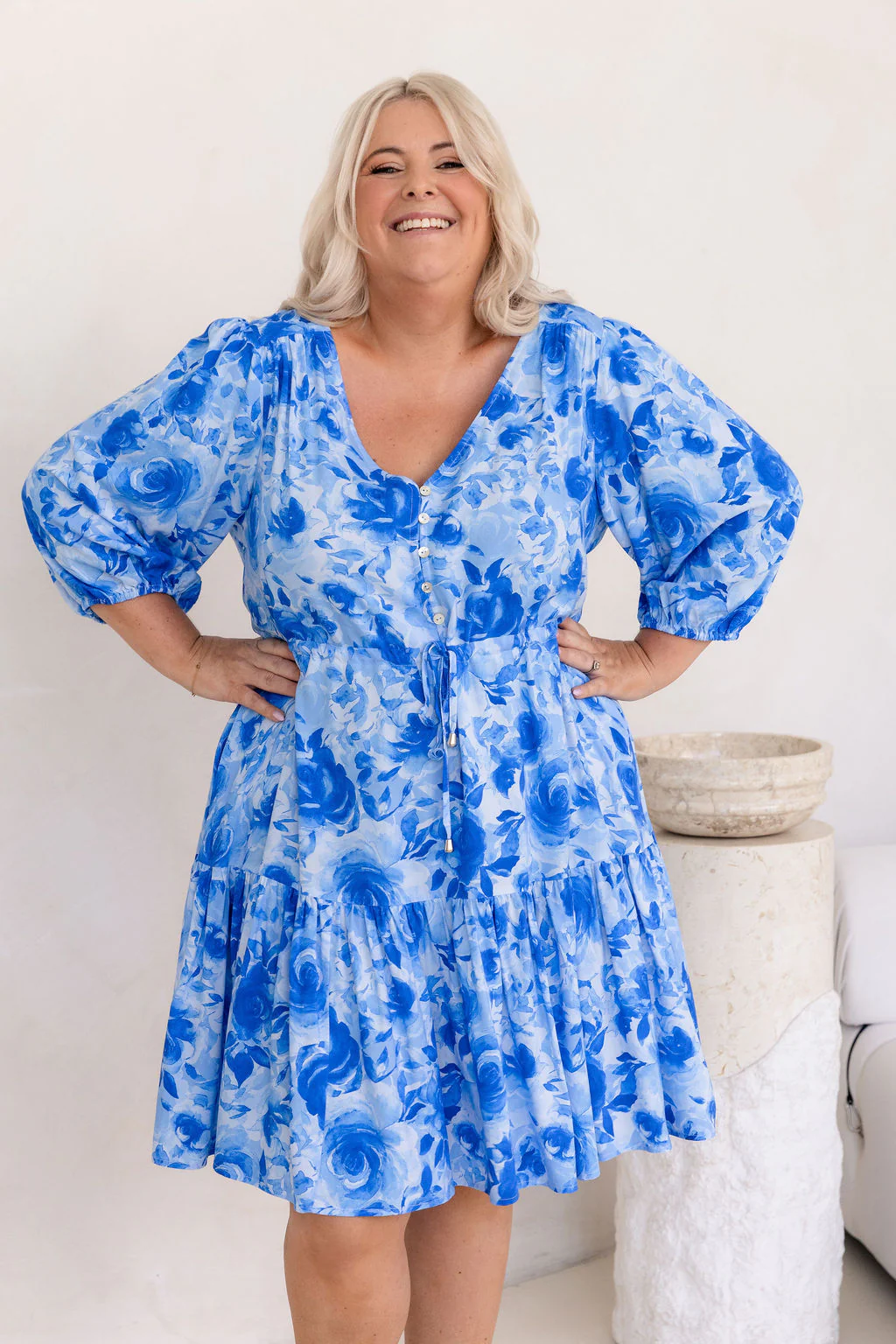 Ziggy Dress in Blue Roses - Image 4