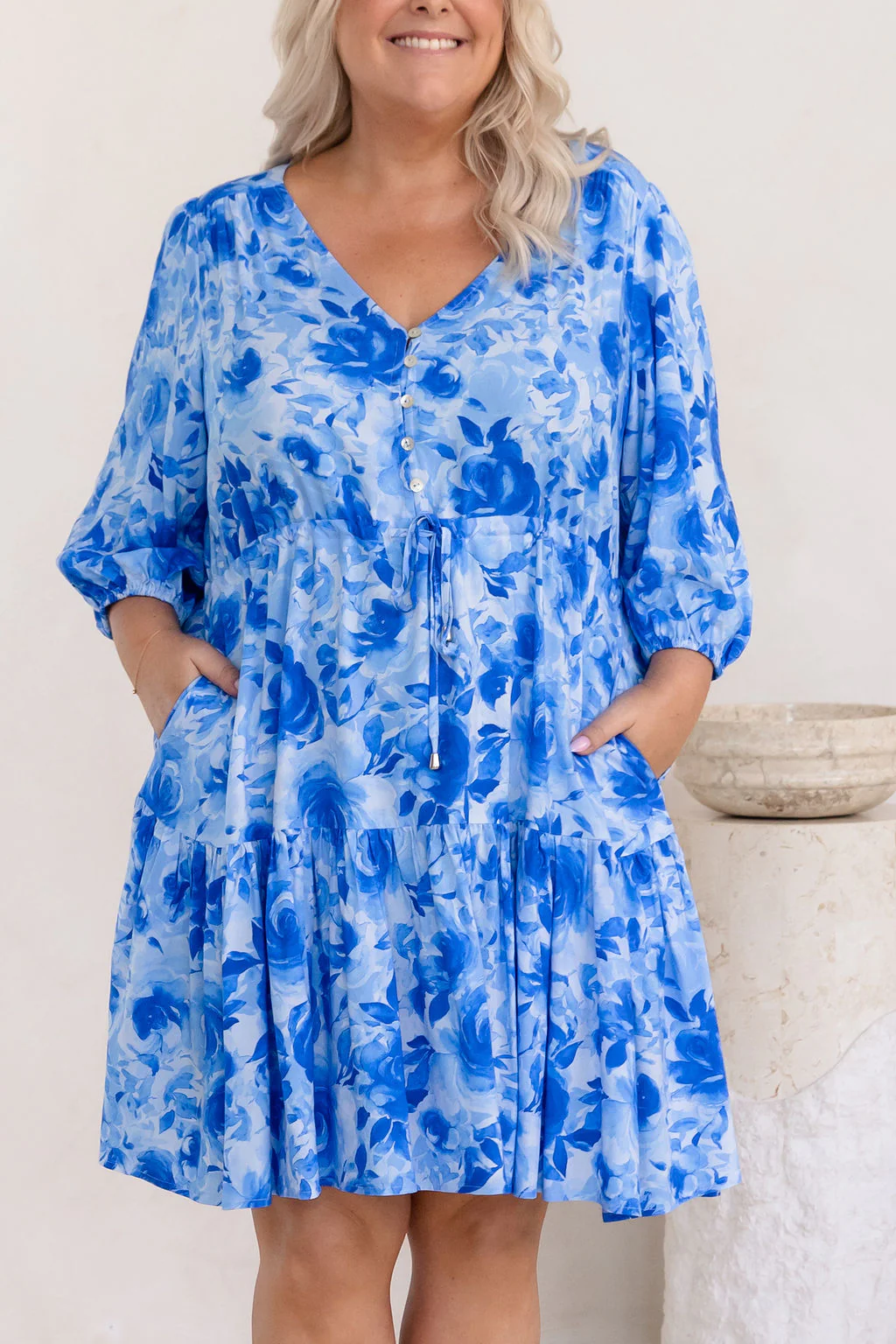 Ziggy Dress in Blue Roses - Image 5